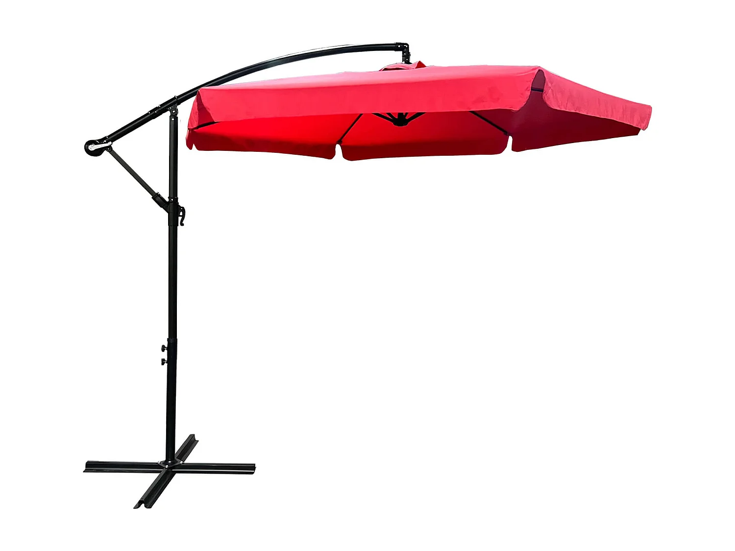 Tuinparasol CYNIA / Zweefparasol Met Voet / Verstelbare Hoogte / UV-bescherming, Waterdicht / Rood / 300 x 300 x 245 cm