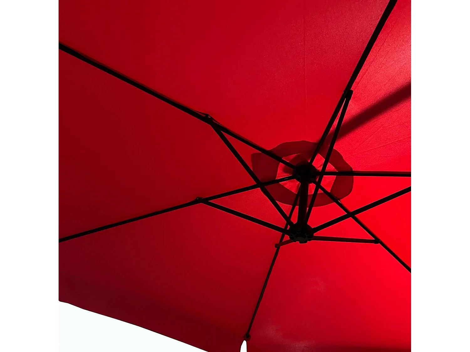 Wodoodporny parasol ogrodowy i tarasowy CYNIA w kolorze czerwonym waga 11,7 kg wymiary 300x300x245 cm