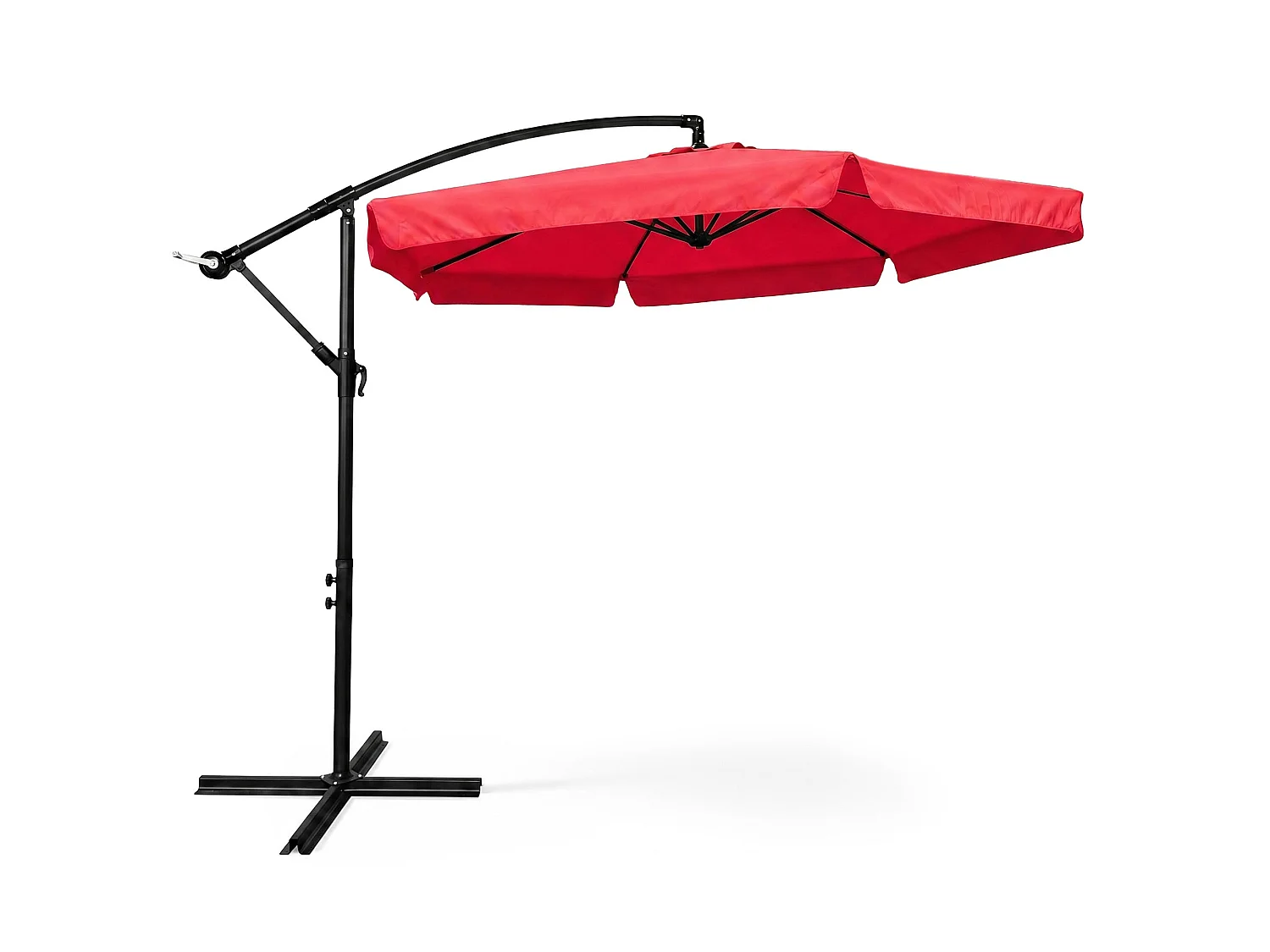 Tuinparasol CYNIA / Zweefparasol Met Voet / Verstelbare Hoogte / UV-bescherming, Waterdicht / Rood / 300 x 300 x 245 cm
