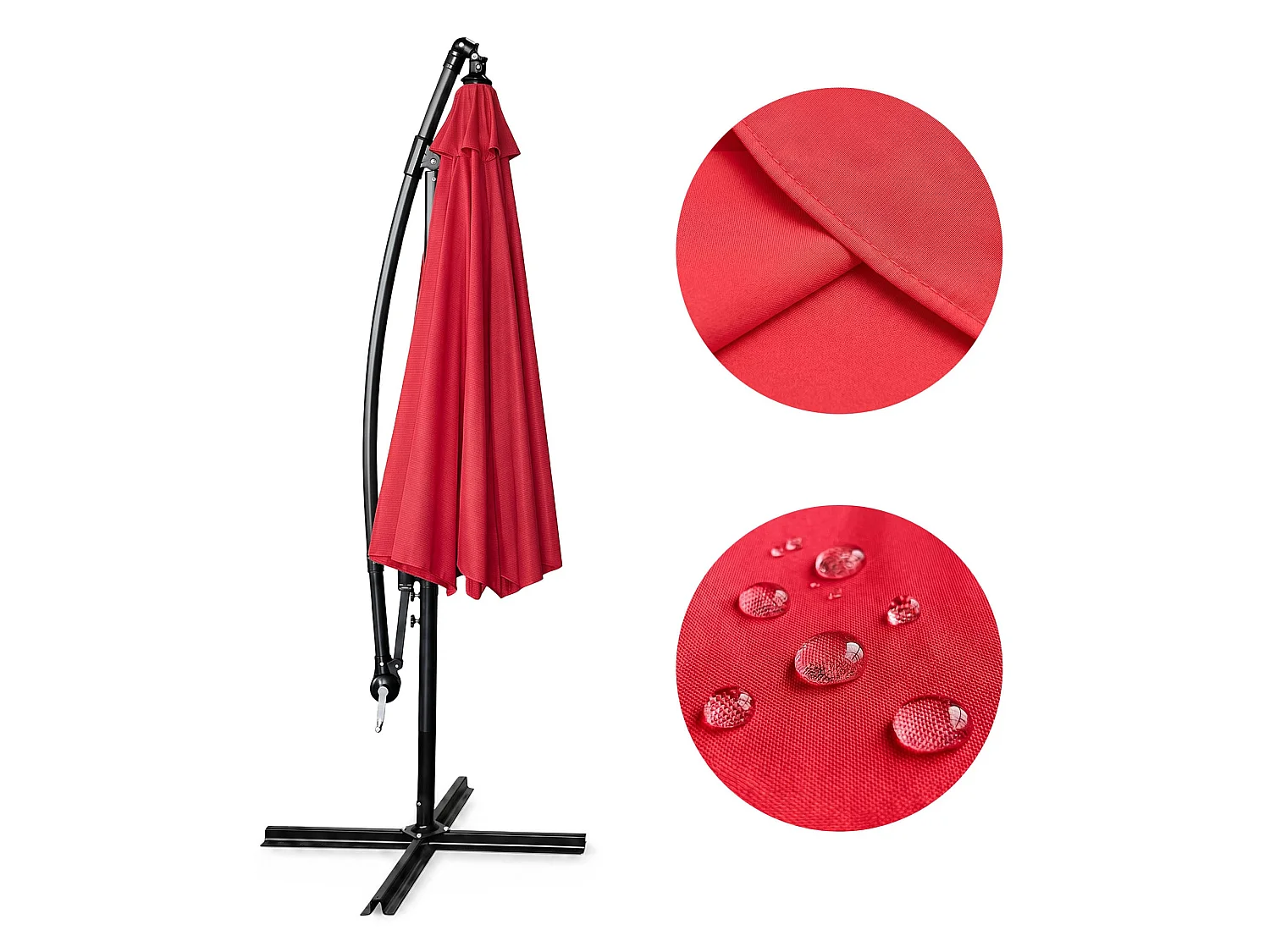 Tuinparasol CYNIA / Zweefparasol Met Voet / Verstelbare Hoogte / UV-bescherming, Waterdicht / Rood / 300 x 300 x 245 cm