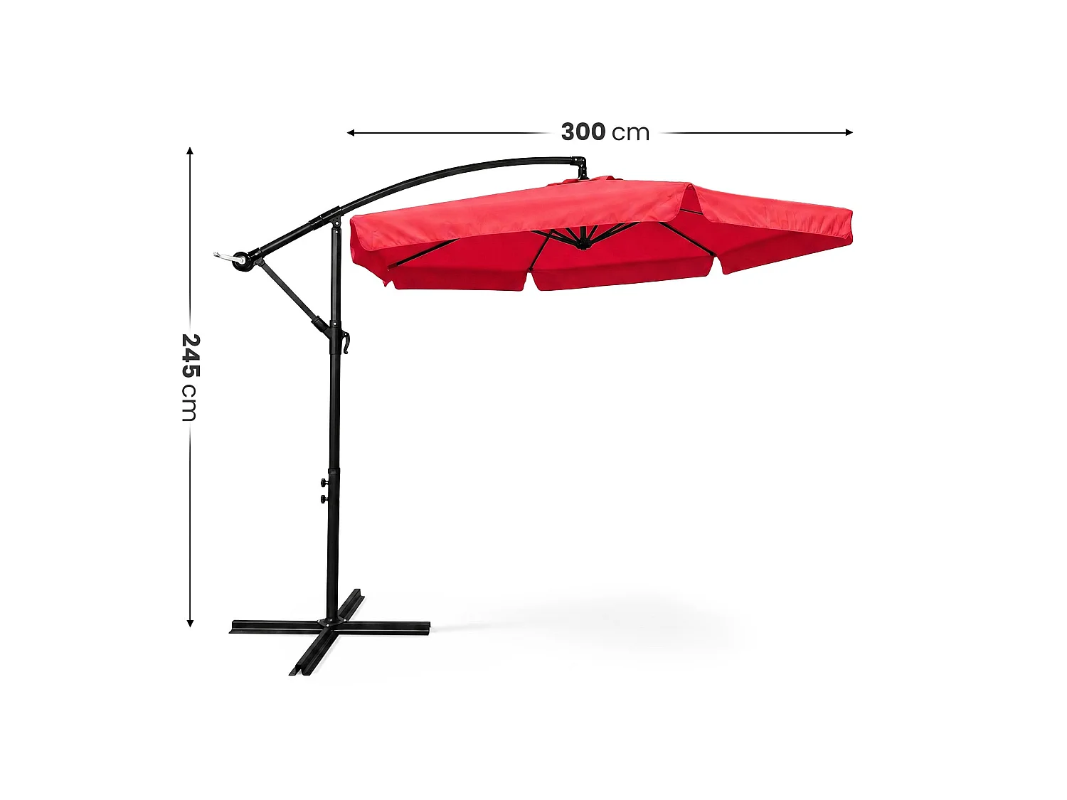 Tuinparasol CYNIA / Zweefparasol Met Voet / Verstelbare Hoogte / UV-bescherming, Waterdicht / Rood / 300 x 300 x 245 cm