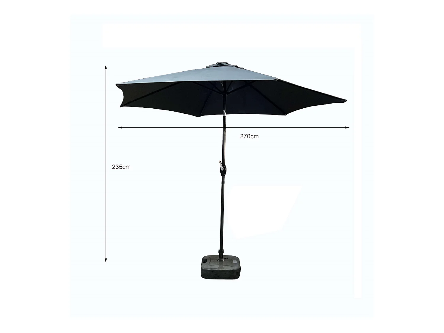 Garten-Sonnenschirm ORIENT mit verstellbarem Neigungswinkel Dunkelgrau Gewicht 4,5 kg L270 x B270 x H235 cm