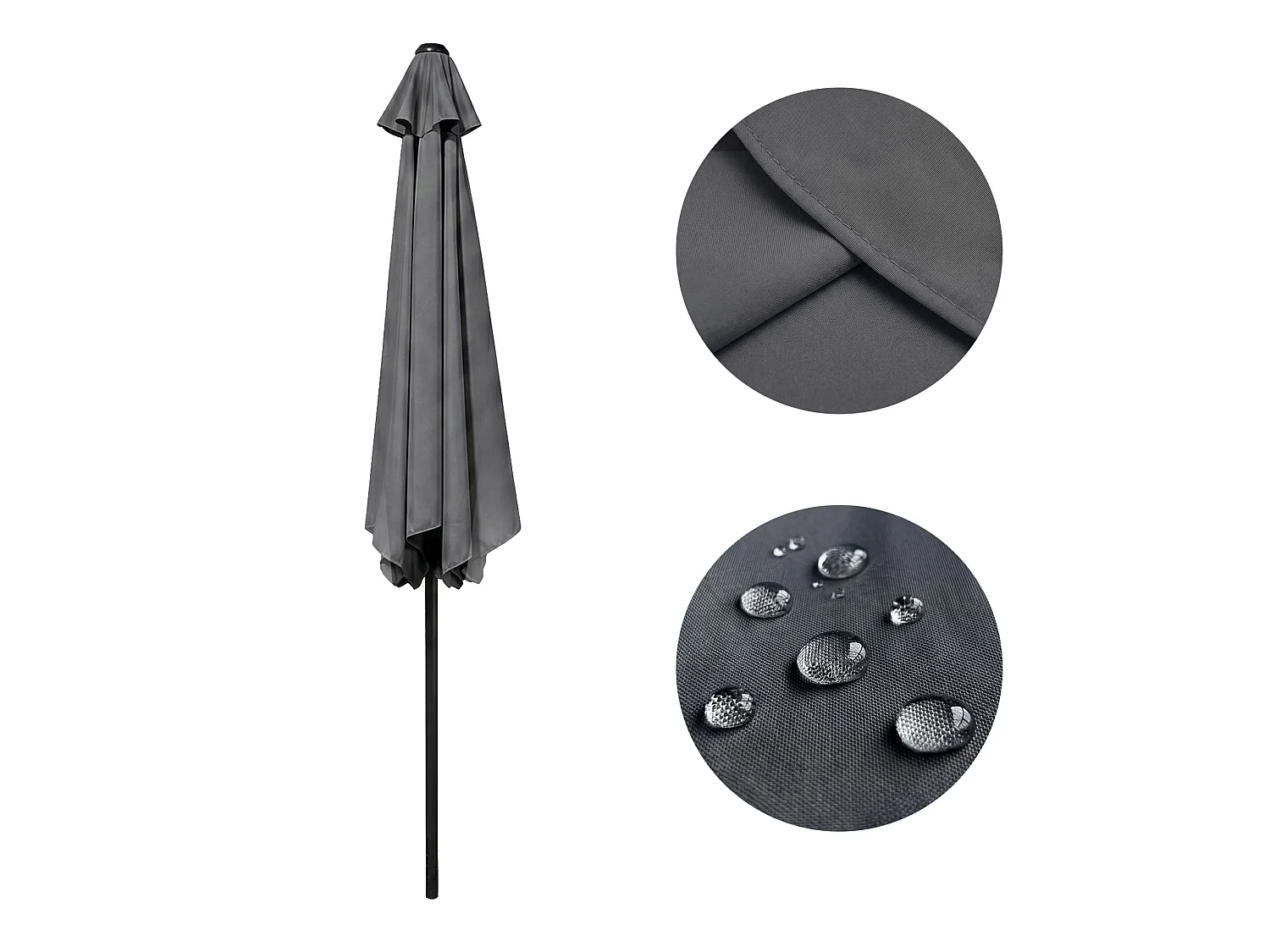 Parasol de jardin ORIENT avec inclinaison réglable en gris foncé, Poids 4,5 kg Dimensions L270 x l270 x H235 cm
