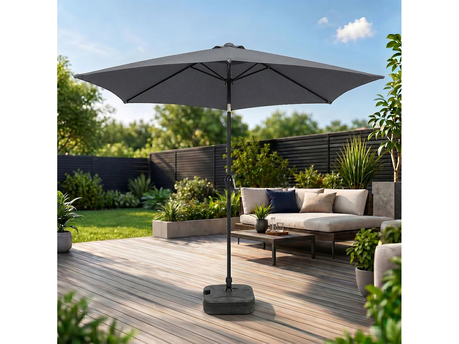 Parasol de jardin ORIENT avec inclinaison réglable en gris foncé, Poids 4,5 kg Dimensions L270 x l270 x H235 cm