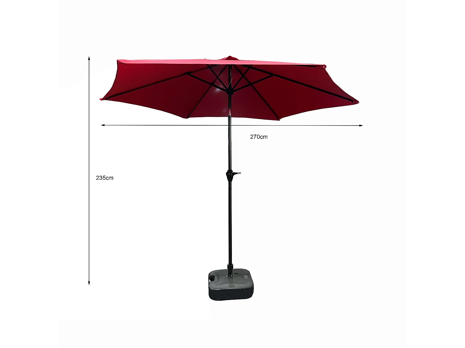Tuinparasol ORIENT / Buitenparasol / Verstelbare Hoogte / UV-bescherming, Waterdicht / Rood / 270 x 270 x 235 cm
