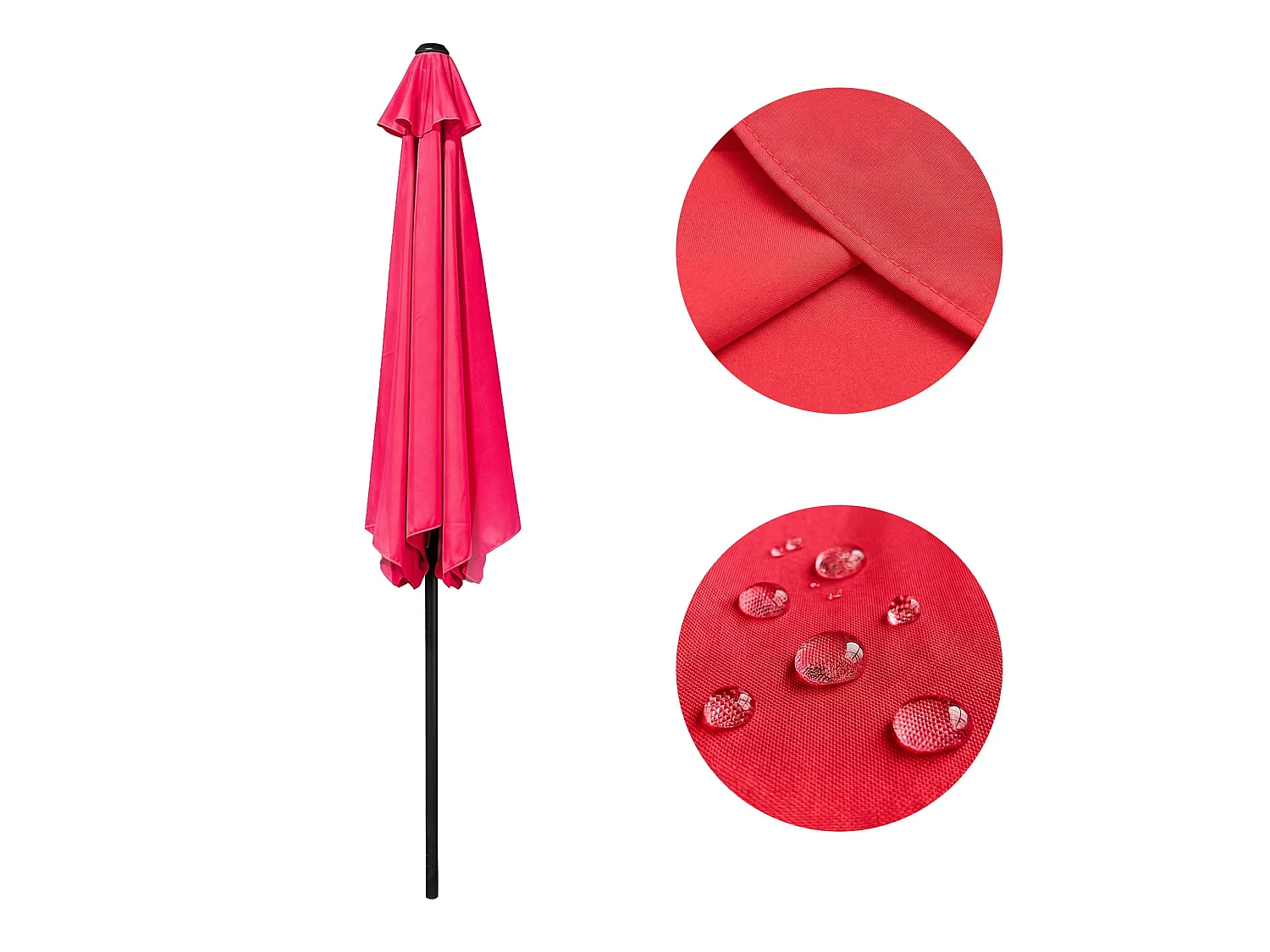 Parasol de jardin ORIENT avec inclinaison réglable en rouge, Poids 4,5 kg Dimensions L270 x l270 x H235 cm