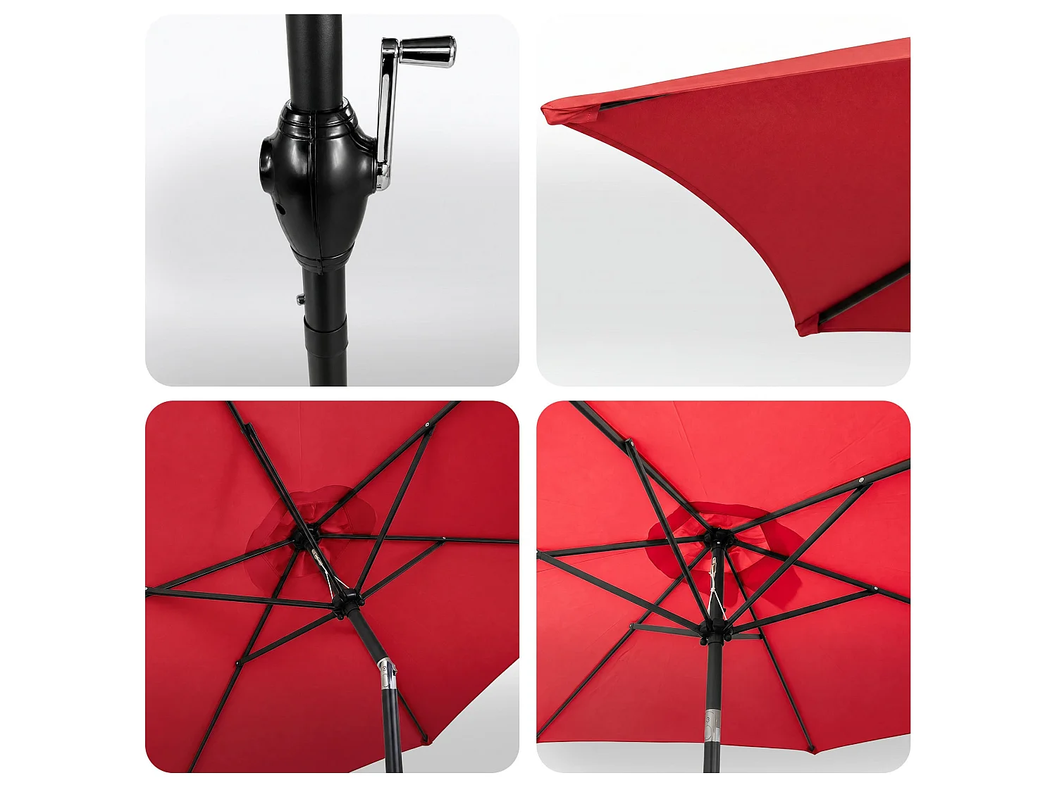 Parasol de jardin ORIENT avec inclinaison réglable en rouge, Poids 4,5 kg Dimensions L270 x l270 x H235 cm