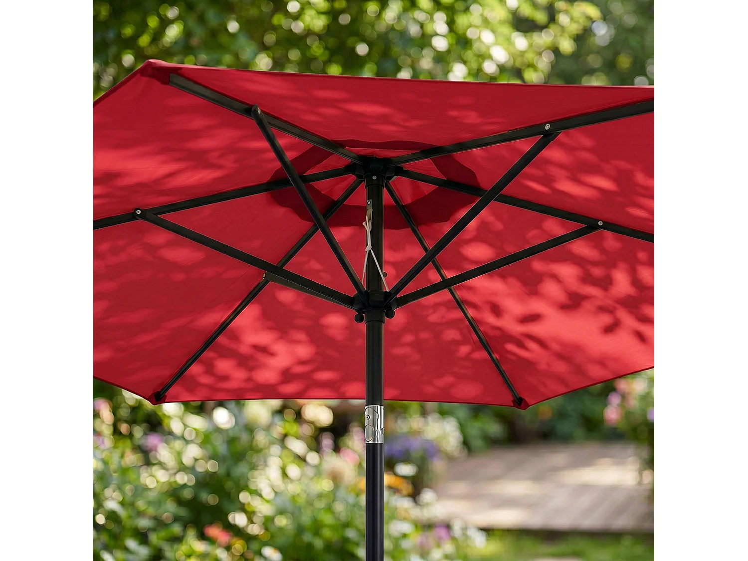 Parasol de jardin ORIENT avec inclinaison réglable en rouge, Poids 4,5 kg Dimensions L270 x l270 x H235 cm