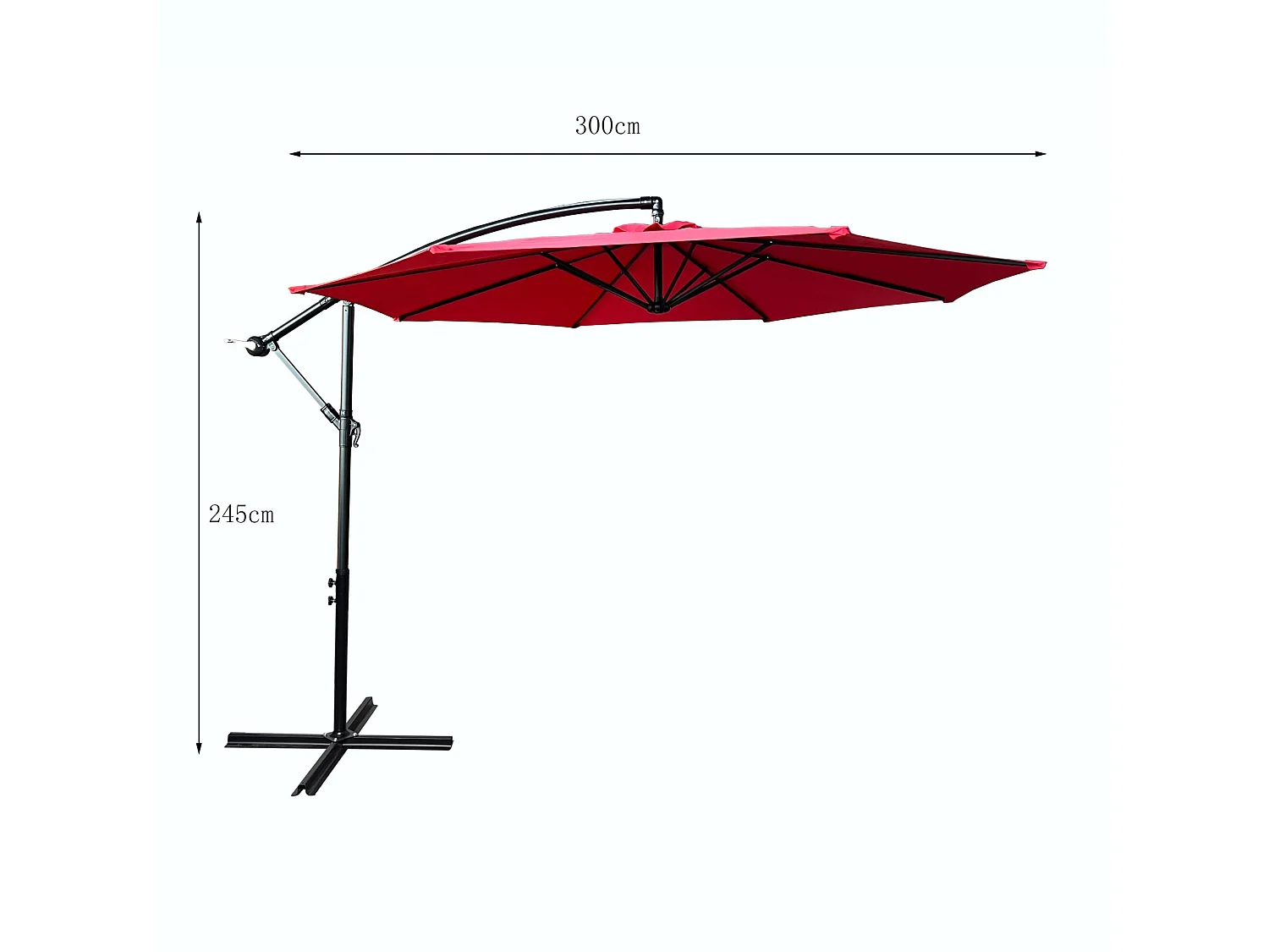 Parasol ogrodowy ASTER ochrona UV w kolorze czerwonym waga 12,1 kg wymiary 300x300x245 cm