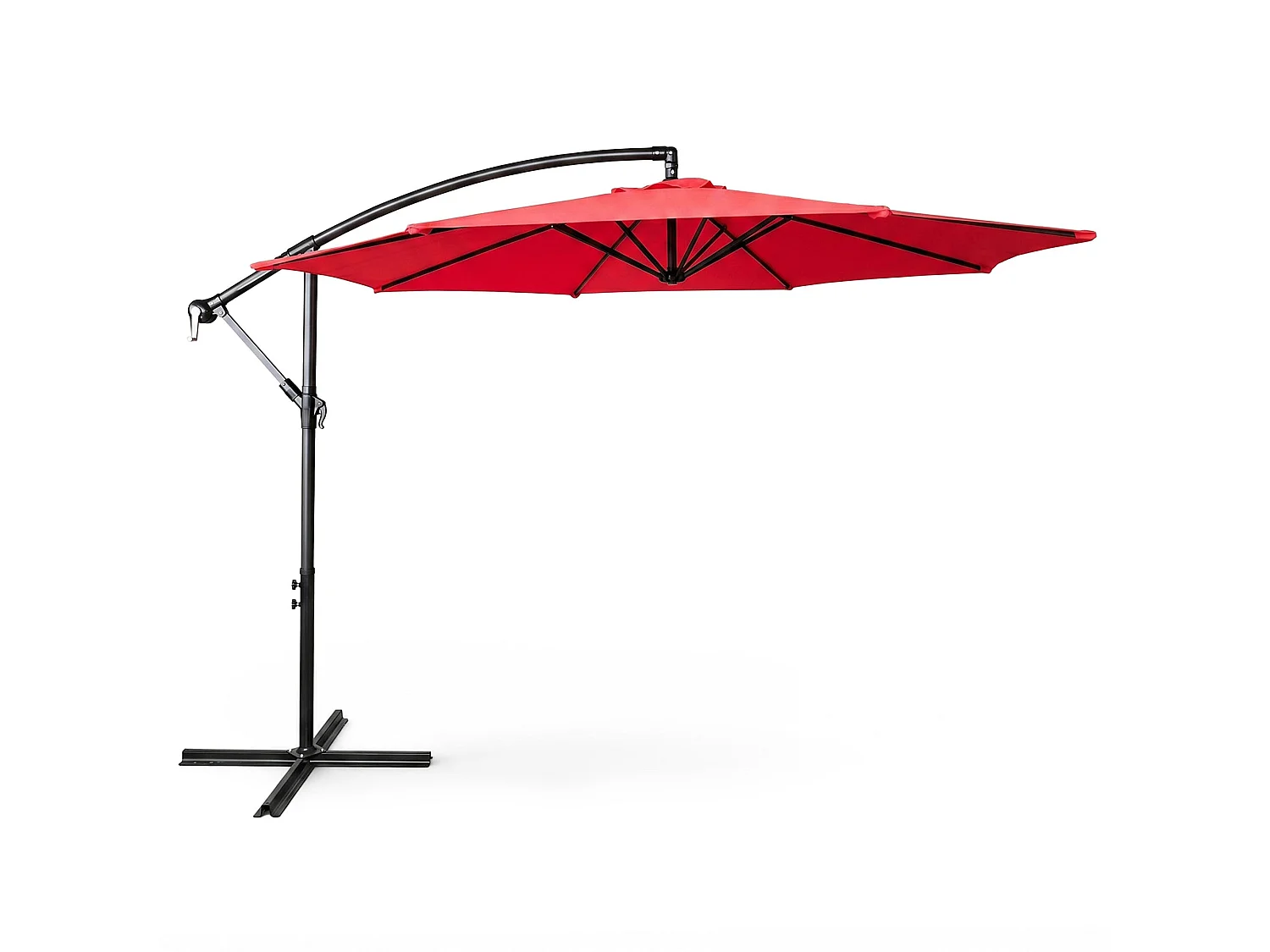 Tuinparasol ASTER / Zweefparasol Met Voet / Verstelbare Hoogte / UV-bescherming, Waterdicht / Rood / 300 x 300 x 45 cm