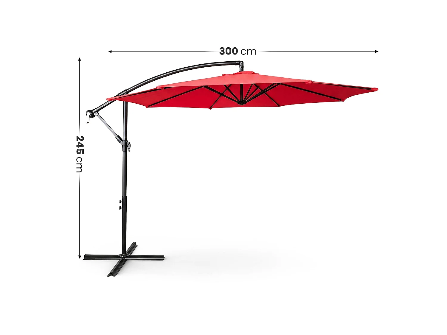 Tuinparasol ASTER / Zweefparasol Met Voet / Verstelbare Hoogte / UV-bescherming, Waterdicht / Rood / 300 x 300 x 45 cm