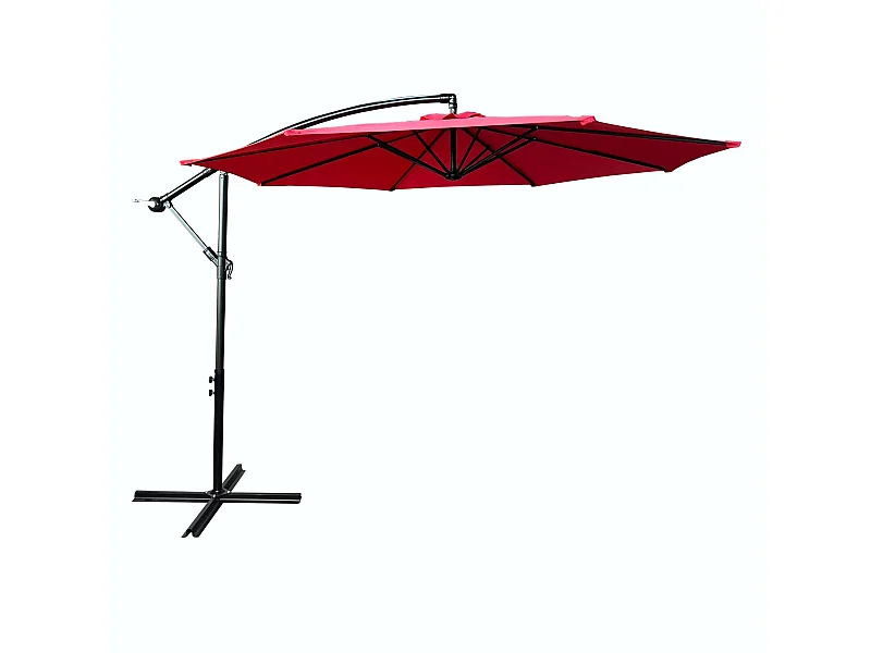 Tuinparasol ASTER / Zweefparasol Met Voet / Verstelbare Hoogte / UV-bescherming, Waterdicht / Rood / 300 x 300 x 45 cm