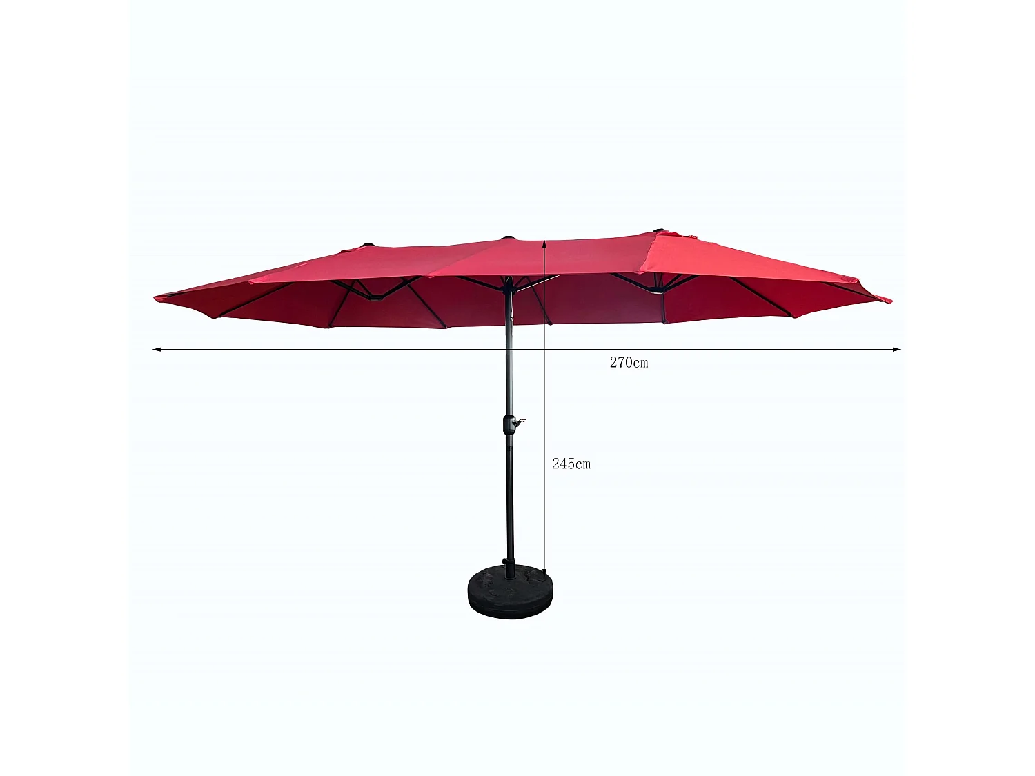 Parasol double de jardin TILIA en rouge, Poids 12,3 kg Dimensions L460 x l270 x H245 cm