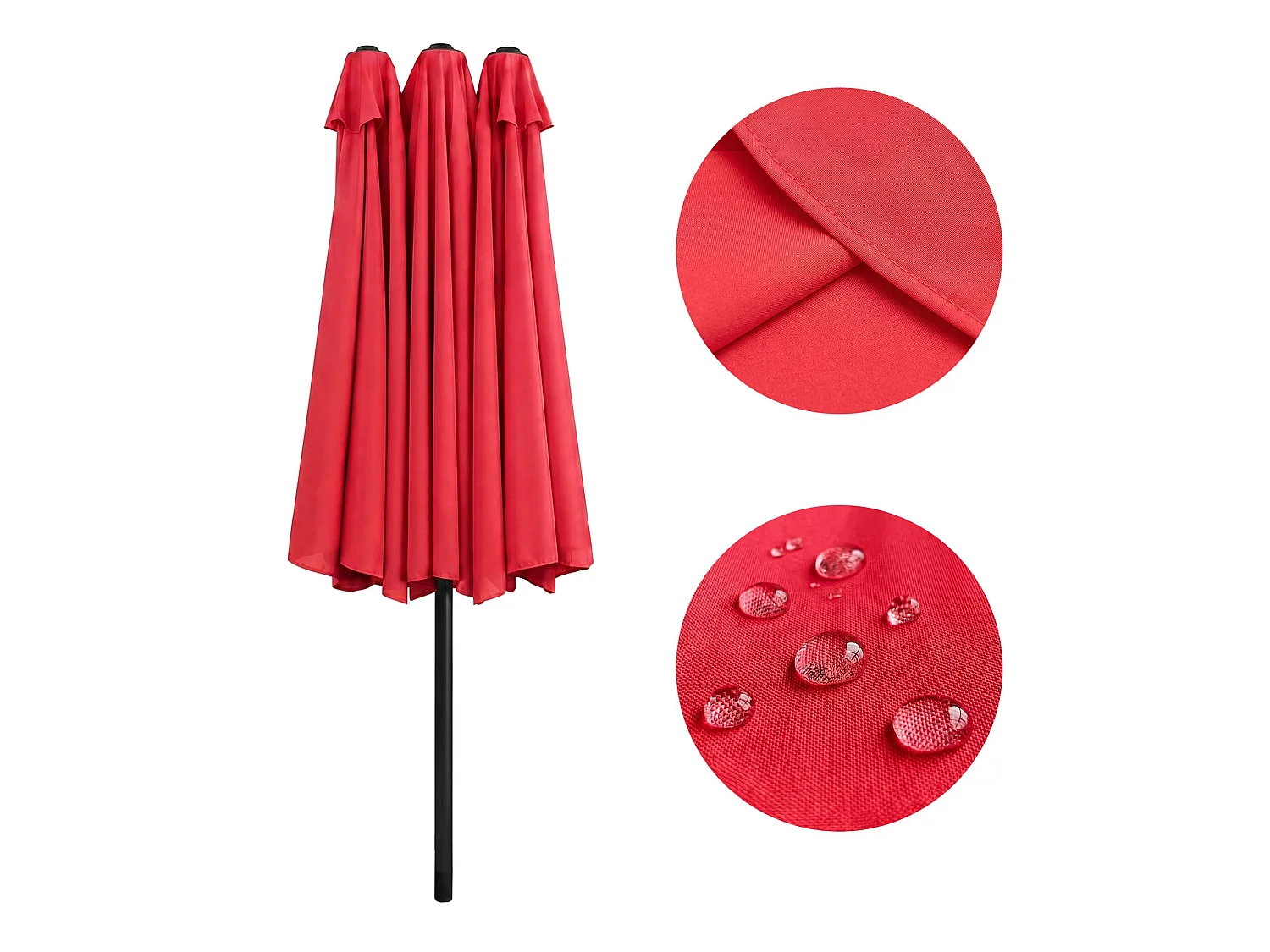 Parasol double de jardin TILIA en rouge, Poids 12,3 kg Dimensions L460 x l270 x H245 cm