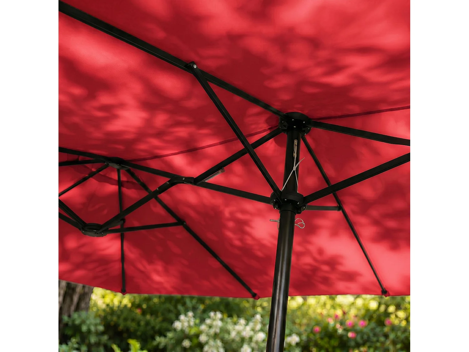 Parasol double de jardin TILIA en rouge, Poids 12,3 kg Dimensions L460 x l270 x H245 cm