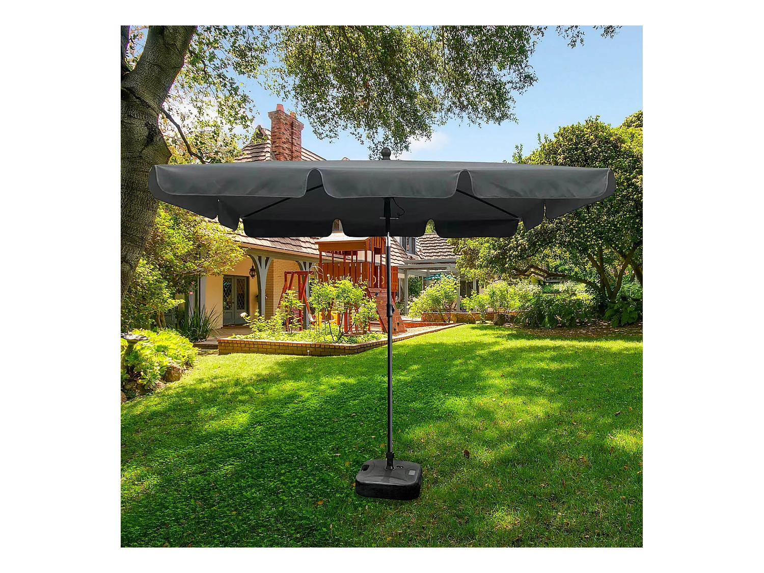 Donkere Grijze Tuinparasol FLOKS 235x200x125 met UV- en Waterbescherming, Verstelbare Hoek, Voor Zelfmontage