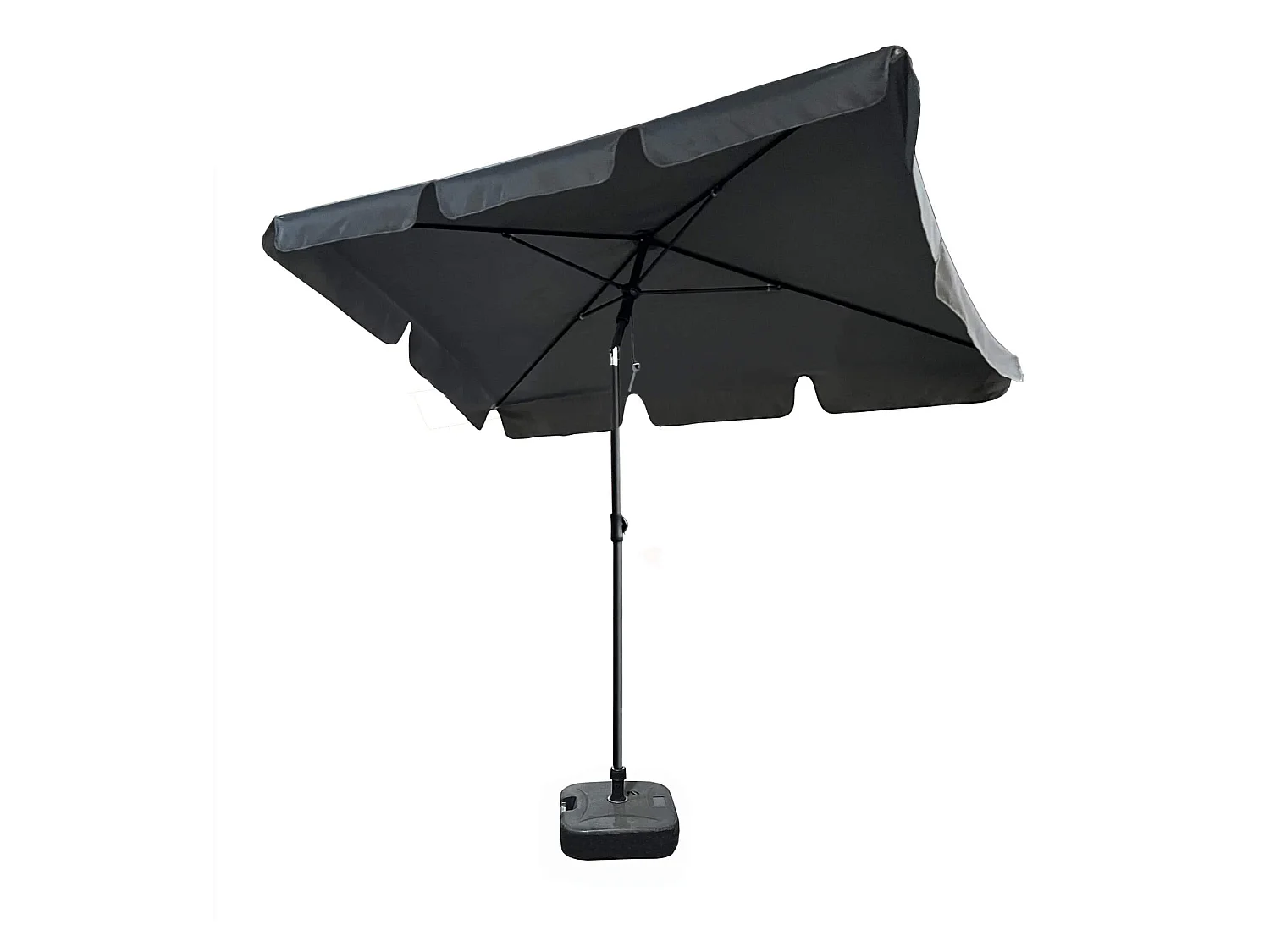 Tuinparasol FLOKS / Buitenparasol / Verstelbare Hoogte / UV-bescherming, Waterdicht / Donkergrijs / 200 x 123 x 235 cm