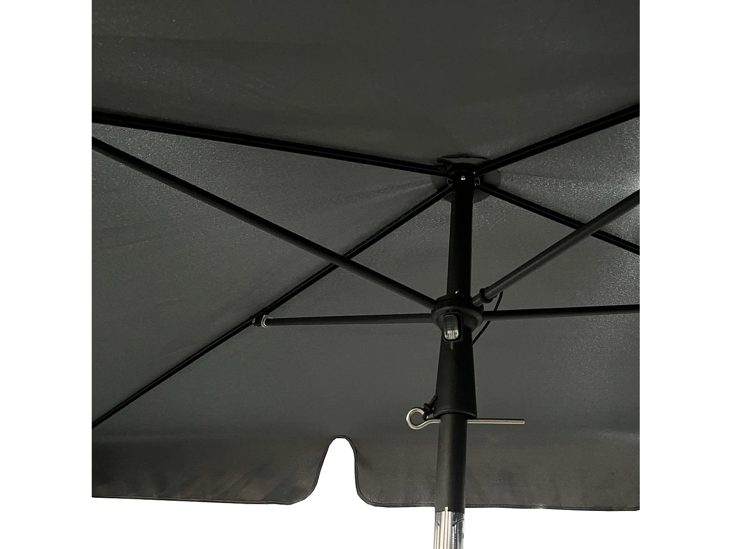 Tuinparasol FLOKS / Buitenparasol / Verstelbare Hoogte / UV-bescherming, Waterdicht / Donkergrijs / 200 x 123 x 235 cm