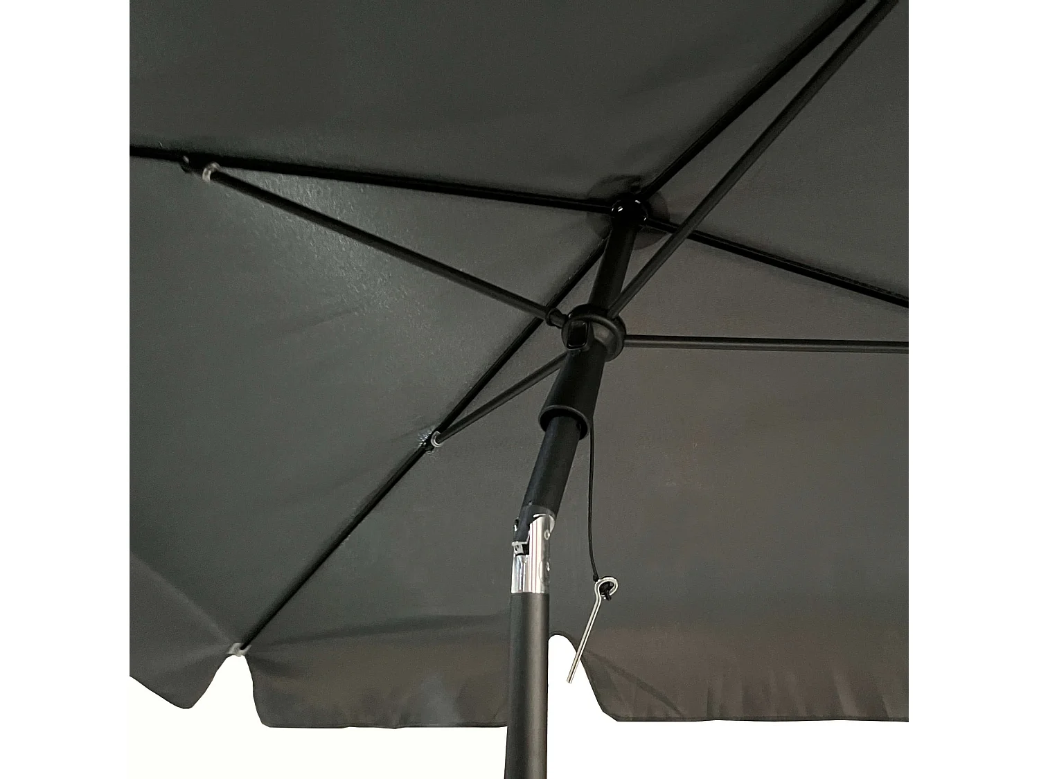 Tuinparasol FLOKS / Buitenparasol / Verstelbare Hoogte / UV-bescherming, Waterdicht / Donkergrijs / 200 x 123 x 235 cm