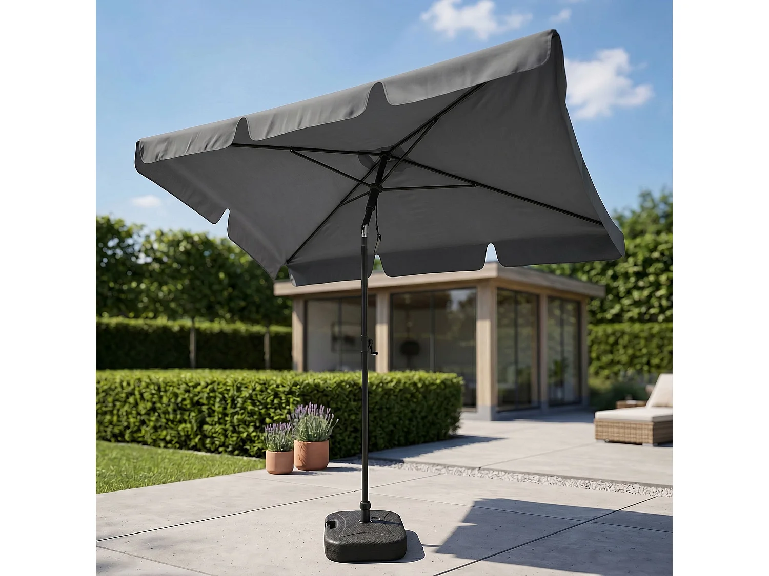 Sombrilla de jardín FLOKS con protección UV Gris Oscuro peso 2,8 kg dimensiones 200x123x235 cm