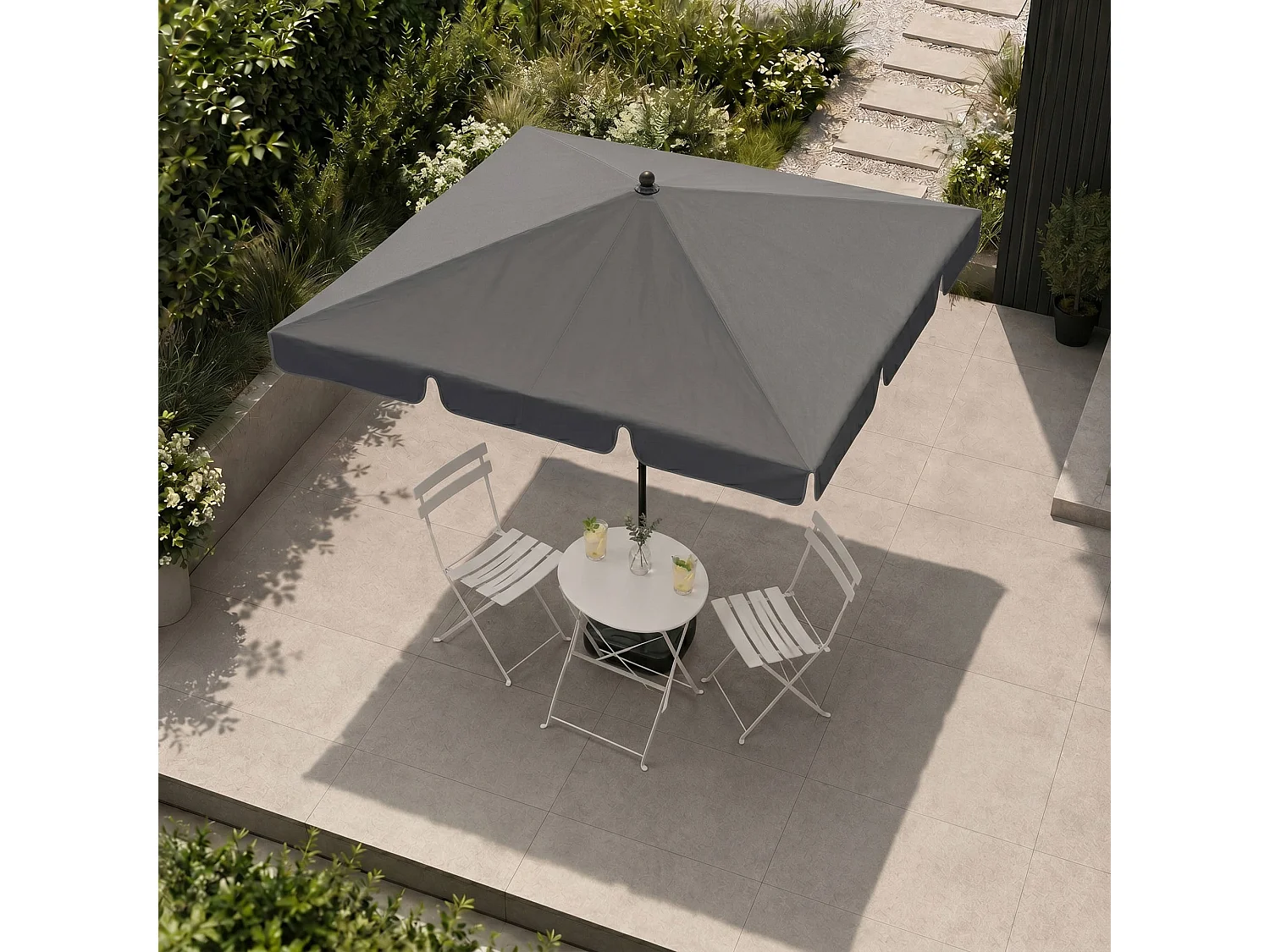 Sombrilla de jardín FLOKS con protección UV Gris Oscuro peso 2,8 kg dimensiones 200x123x235 cm