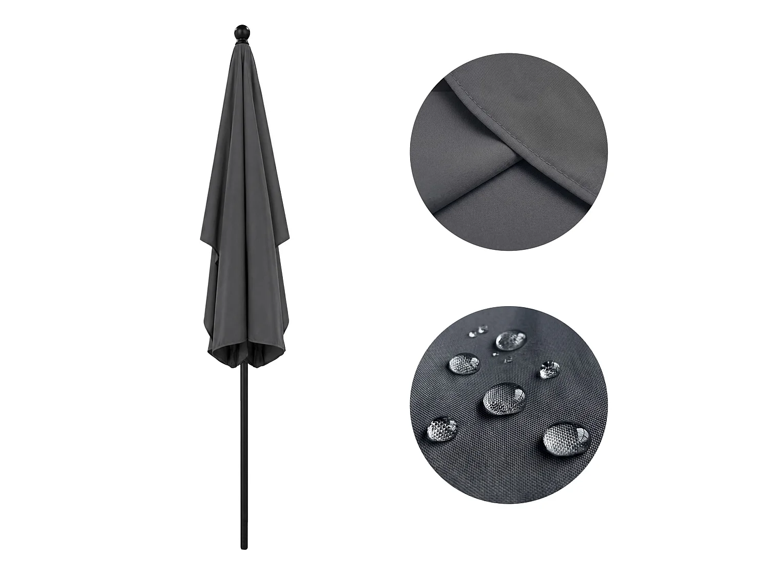 Sombrilla de jardín FLOKS con protección UV Gris Oscuro peso 2,8 kg dimensiones 200x123x235 cm