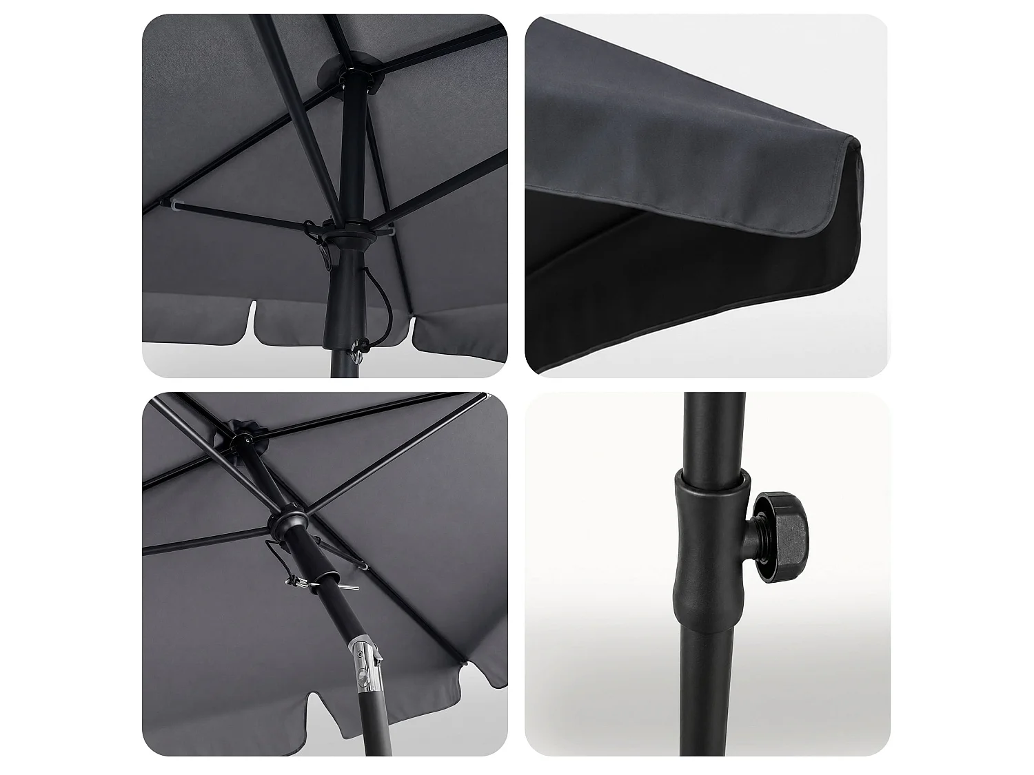 Sombrilla de jardín FLOKS con protección UV Gris Oscuro peso 2,8 kg dimensiones 200x123x235 cm