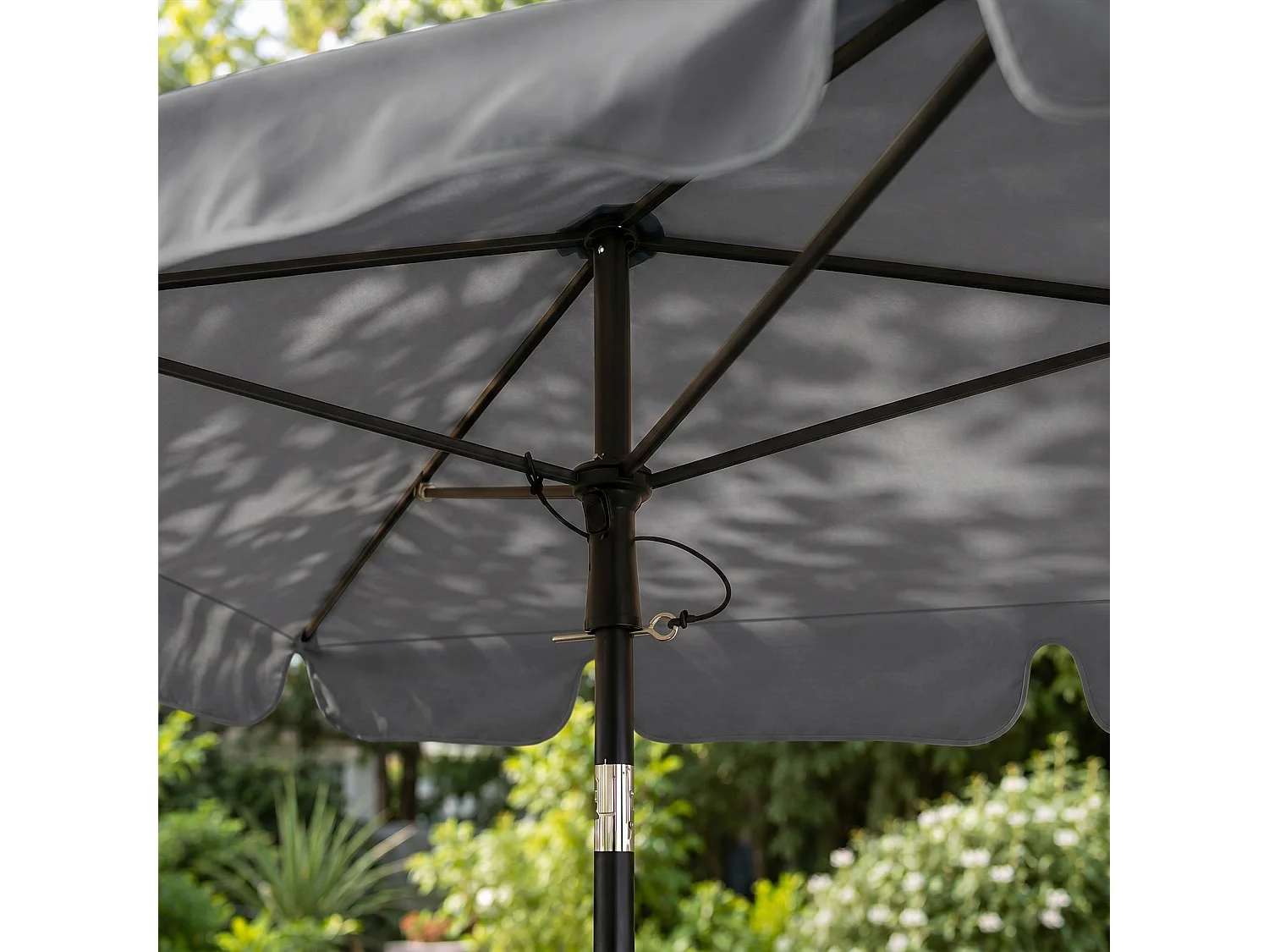 Sombrilla de jardín FLOKS con protección UV Gris Oscuro peso 2,8 kg dimensiones 200x123x235 cm
