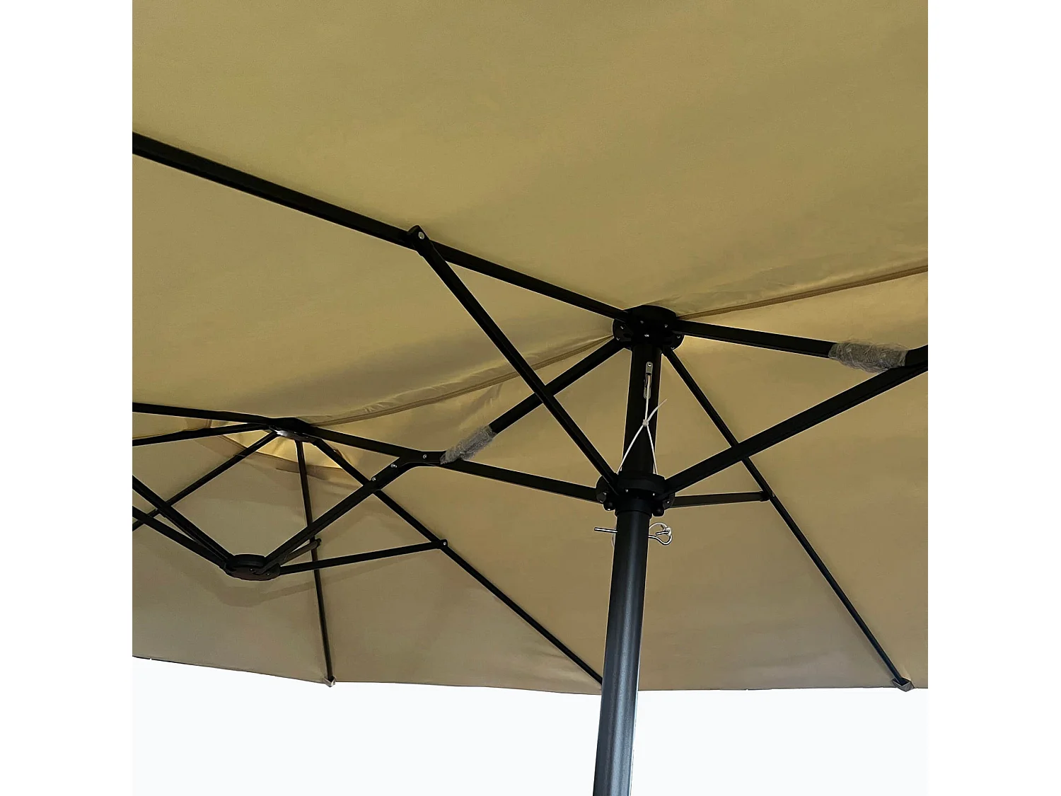 Parasol double de jardin TILIA en beige, Poids 12,3 kg Dimensions L460 x l270 x H245 cm