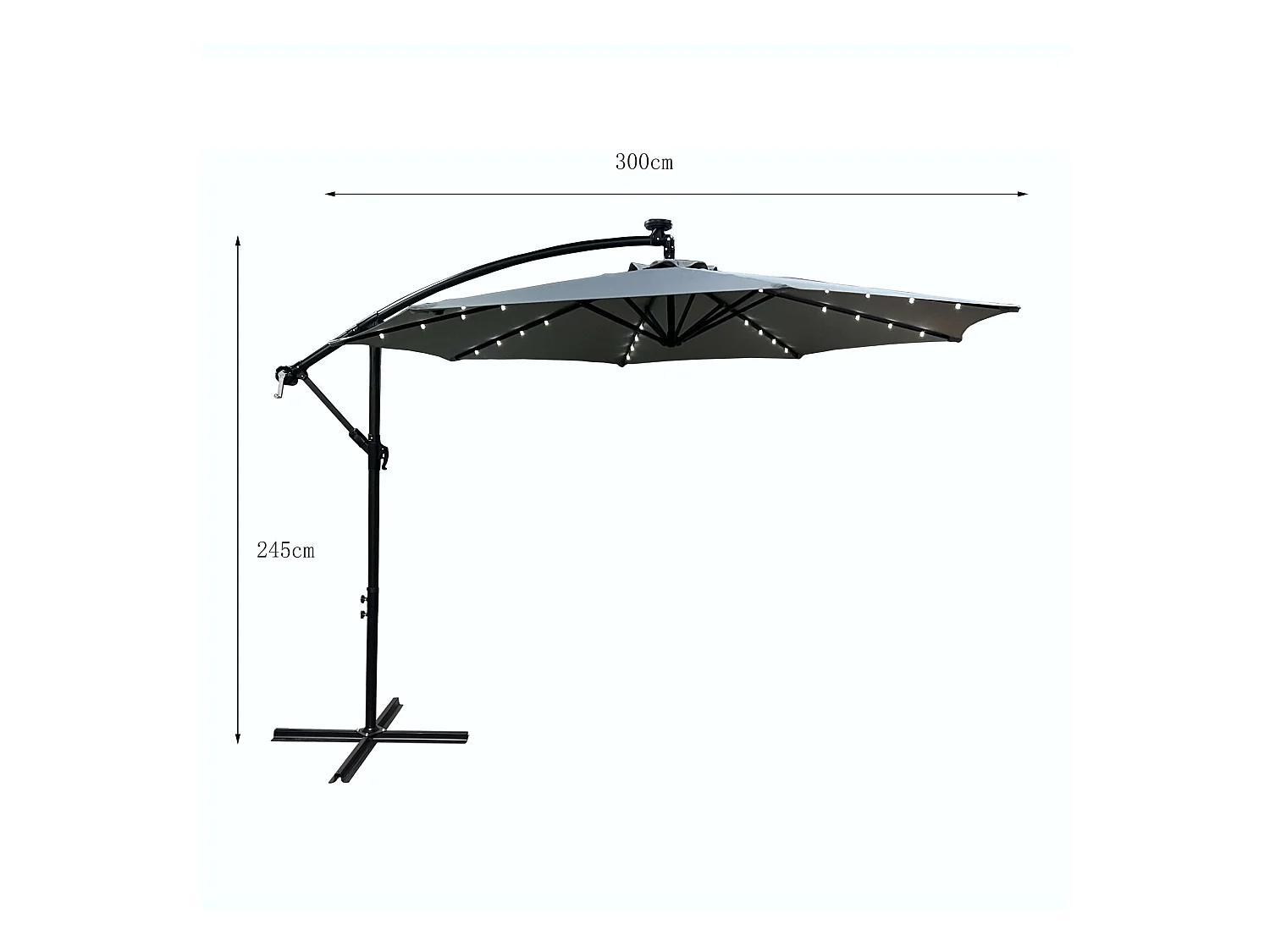 Garten-Sonnenschirm MILIN LED Beleuchtung Hellgrau 12,7 kg L300 x B300 x H245 cm