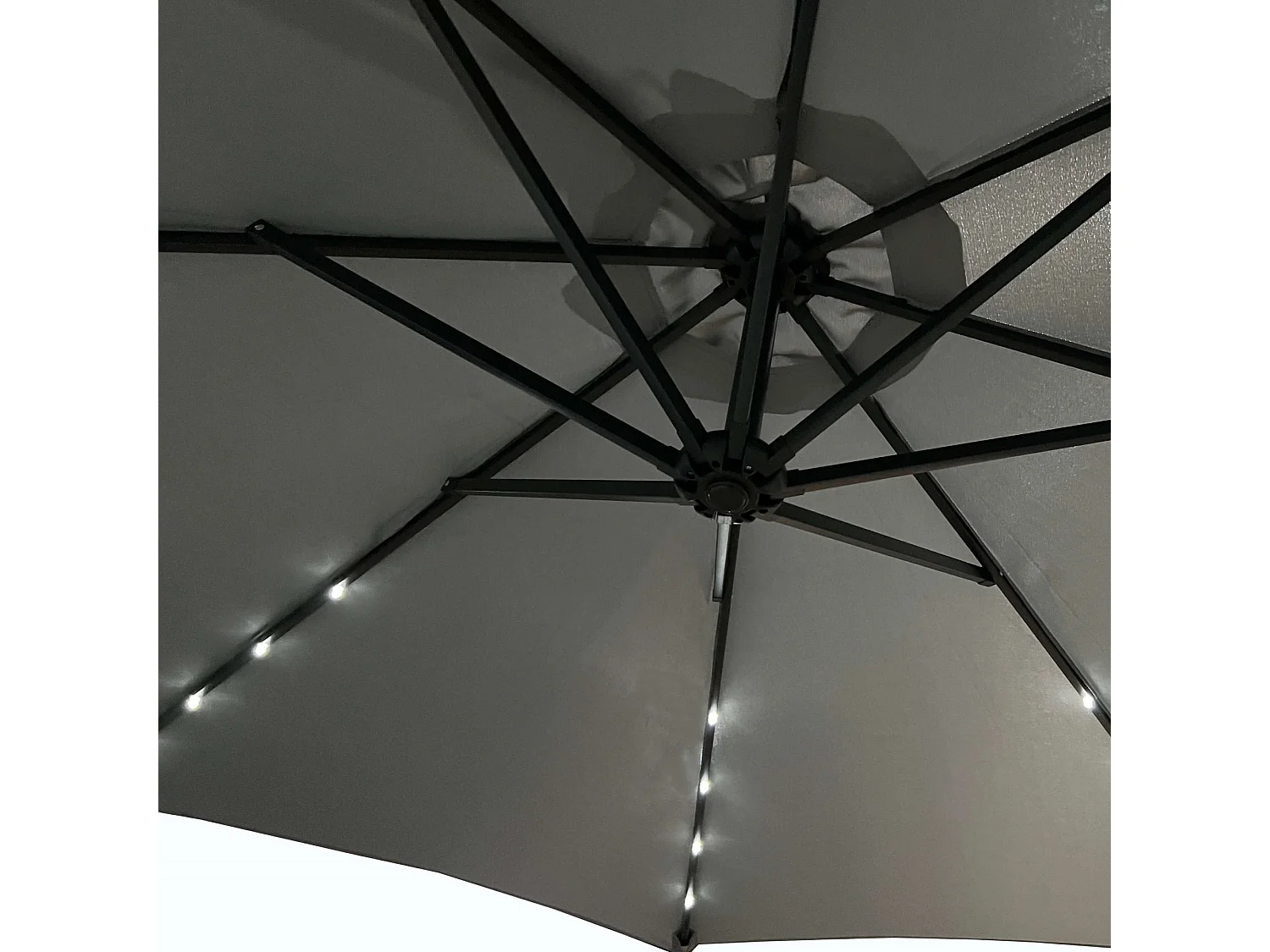 Garten-Sonnenschirm MILIN LED Beleuchtung Hellgrau 12,7 kg L300 x B300 x H245 cm