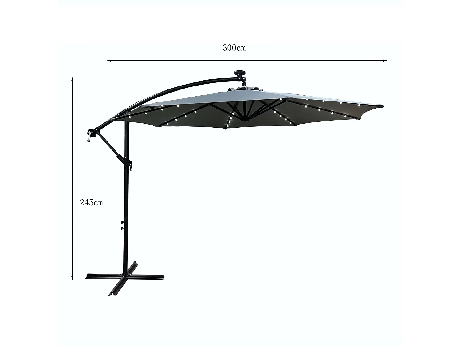 Garten-Sonnenschirm MILIN LED Beleuchtung Hellgrau 12,7 kg L300 x B300 x H245 cm