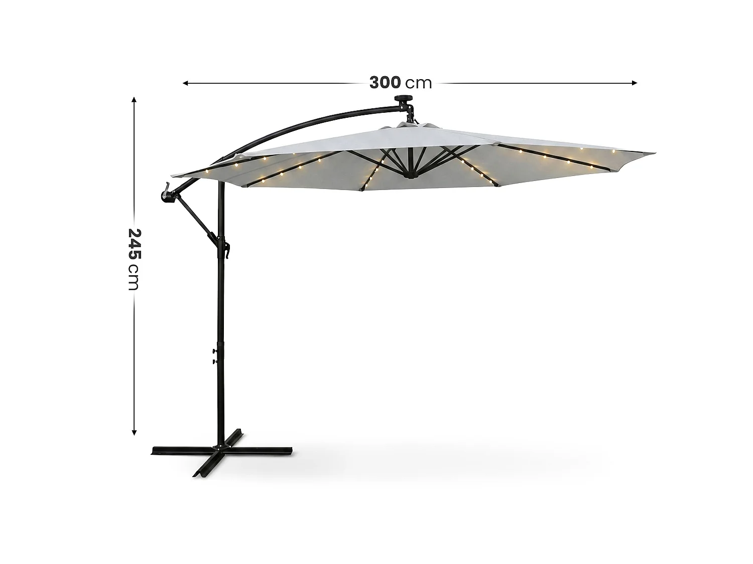 Sombrilla de jardín MILIN Gris Claro con iluminación LED peso 12,7 kg dimensiones 300x00x45 cm