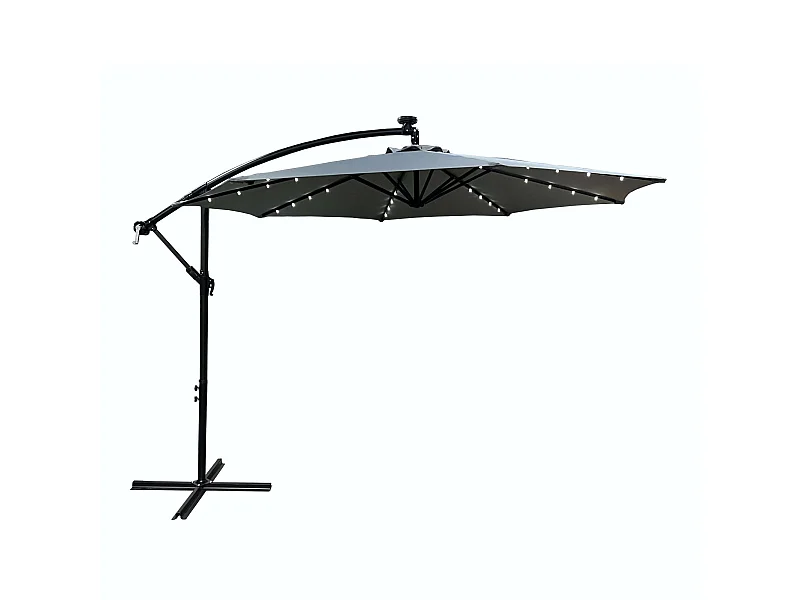 Parasol de jardin MILIN avec éclairage LED gris clair, Poids 12,7 kg Dimensions L300 x l300 x H245 cm