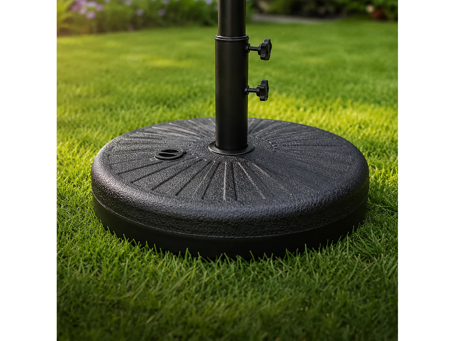 Zwarte HDPE Parasolvoet UB51 - Diameter 51 cm, Vulbaar tot 23 kg, Zelfmontage