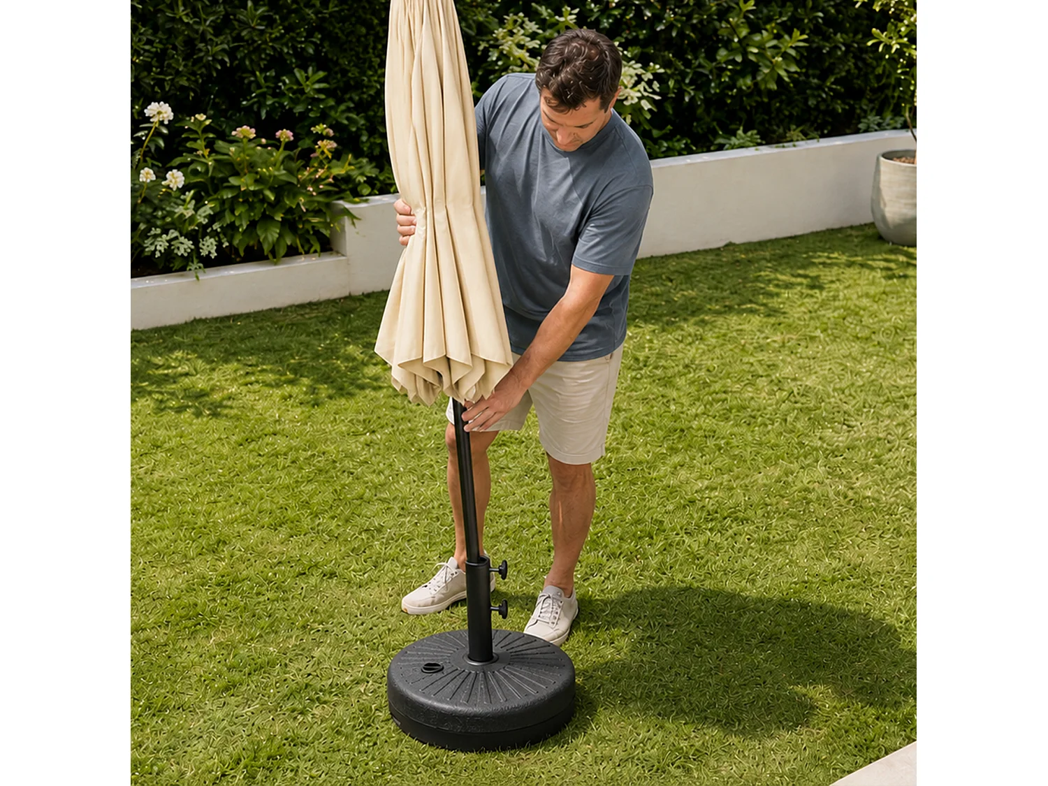 Zwarte HDPE Parasolvoet UB51 - Diameter 51 cm, Vulbaar tot 23 kg, Zelfmontage