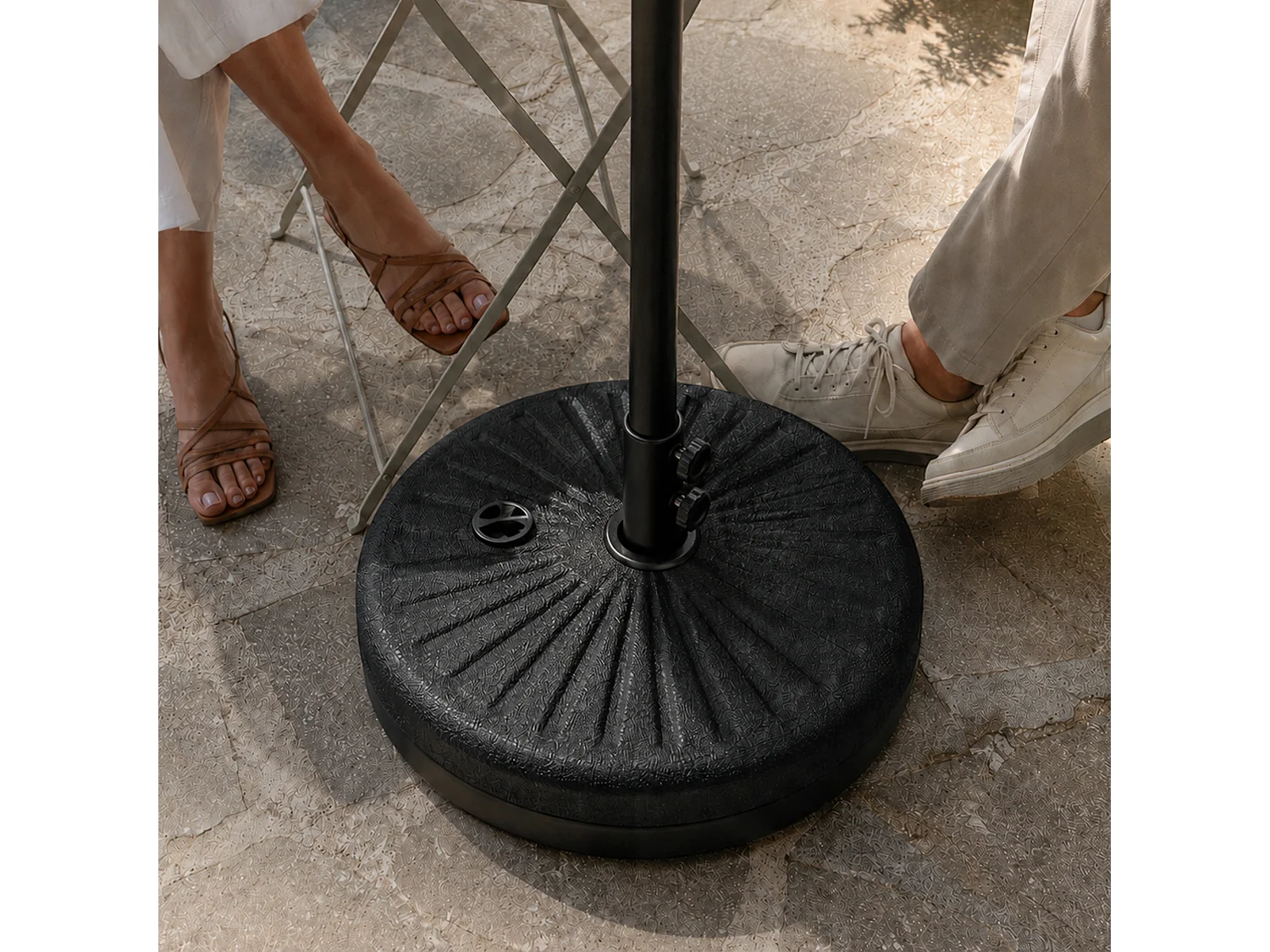 Zwarte HDPE Parasolvoet UB51 - Diameter 51 cm, Vulbaar tot 23 kg, Zelfmontage