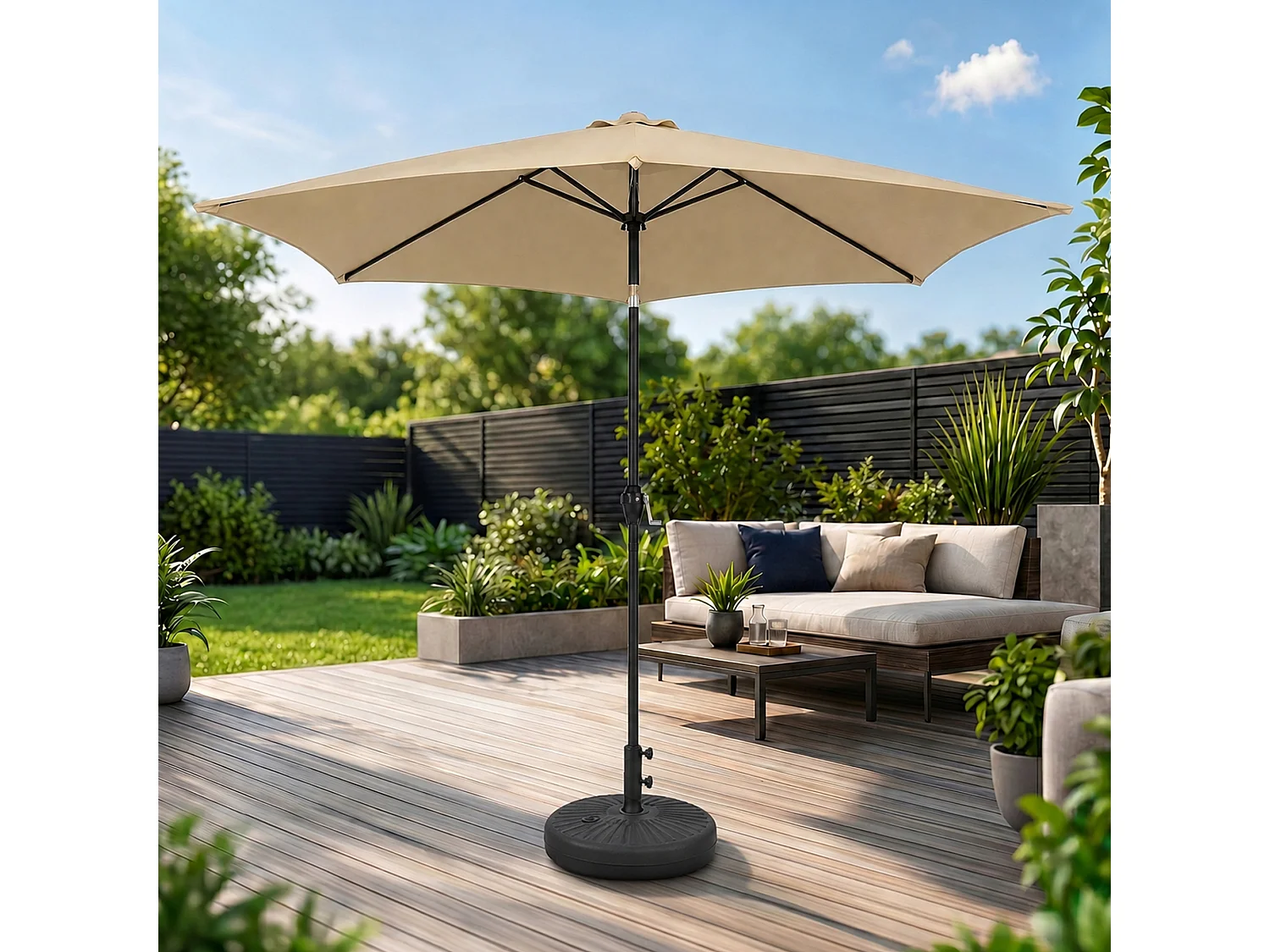 Zwarte HDPE Parasolvoet UB51 - Diameter 51 cm, Vulbaar tot 23 kg, Zelfmontage