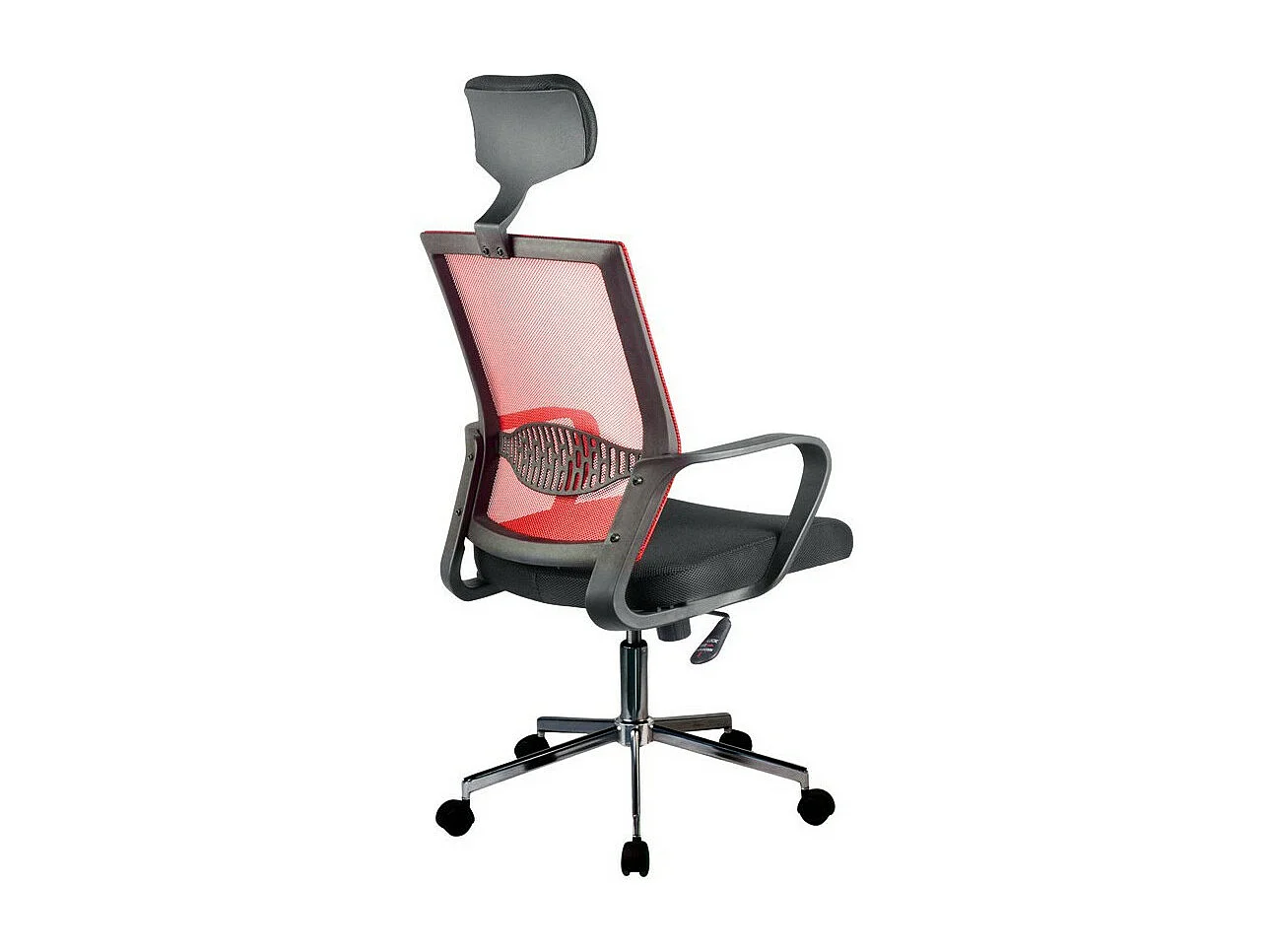 Ergonomische Bureaustoel OCF-9 Rood - Mesh Rugleuning, Verstelbare Zithoogte, Zilveren Frame, Chromen Stalen Basis, Maximale Belastbaarheid 125 kg