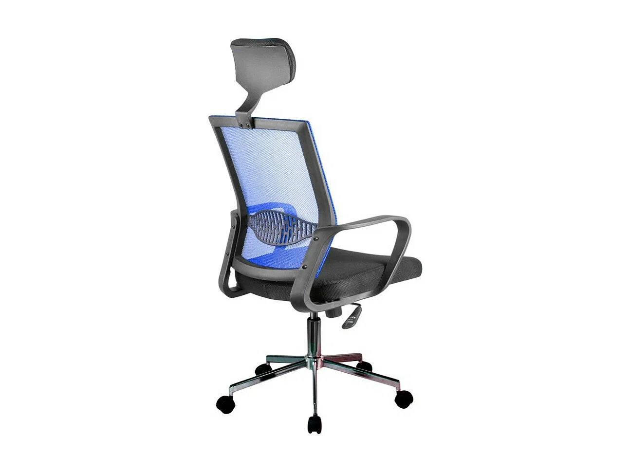 Ergonomische Bureaustoel OCF-9 in Blauw Stoffen Materiaal, Verstelbare Zithoogte, Mesh Rugleuning, Chromen Stalen Basis - Modern Ontwerp, Max. Gewicht 125 kg