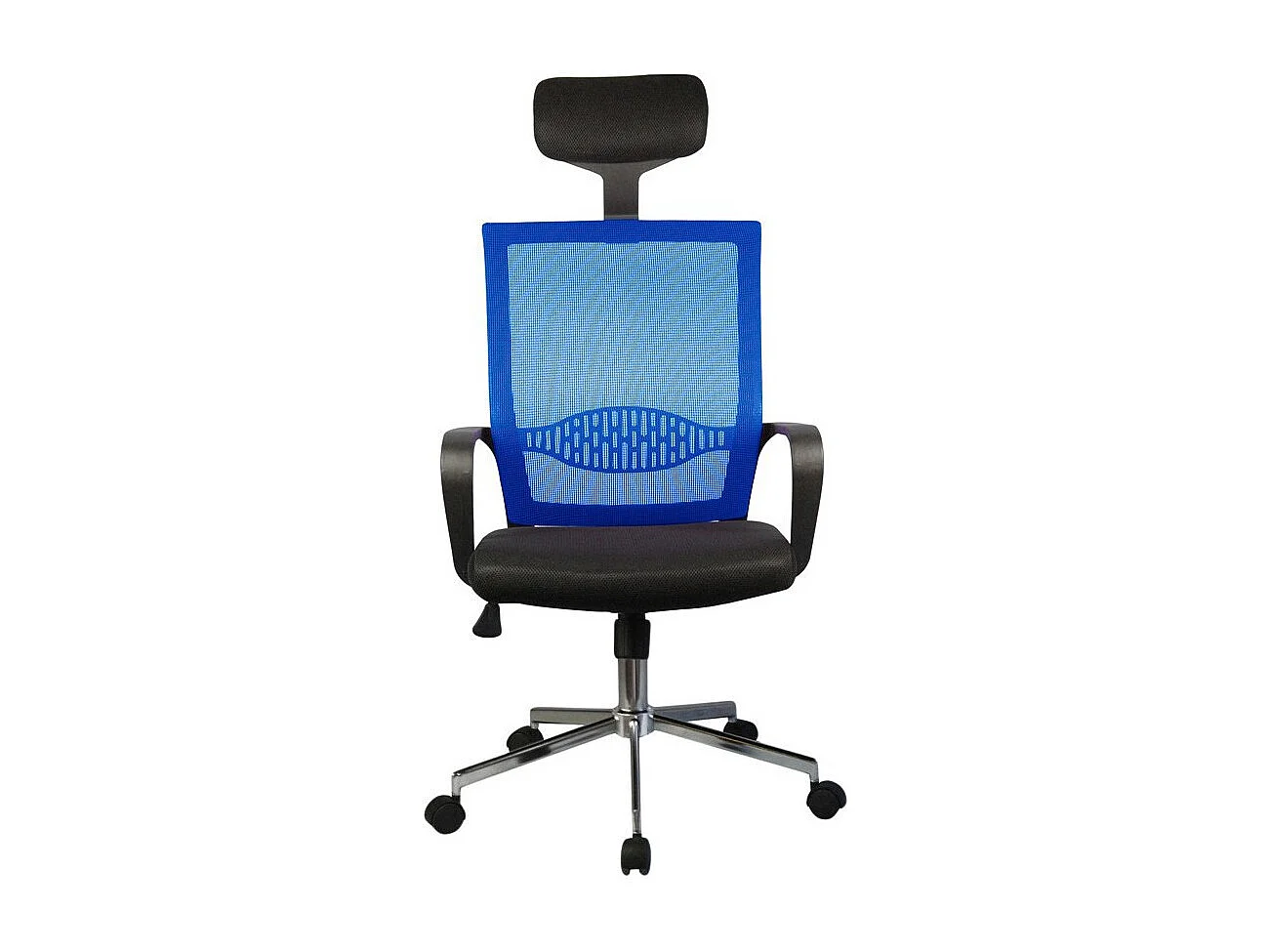 Ergonomische Bureaustoel OCF-9 in Blauw Stoffen Materiaal, Verstelbare Zithoogte, Mesh Rugleuning, Chromen Stalen Basis - Modern Ontwerp, Max. Gewicht 125 kg
