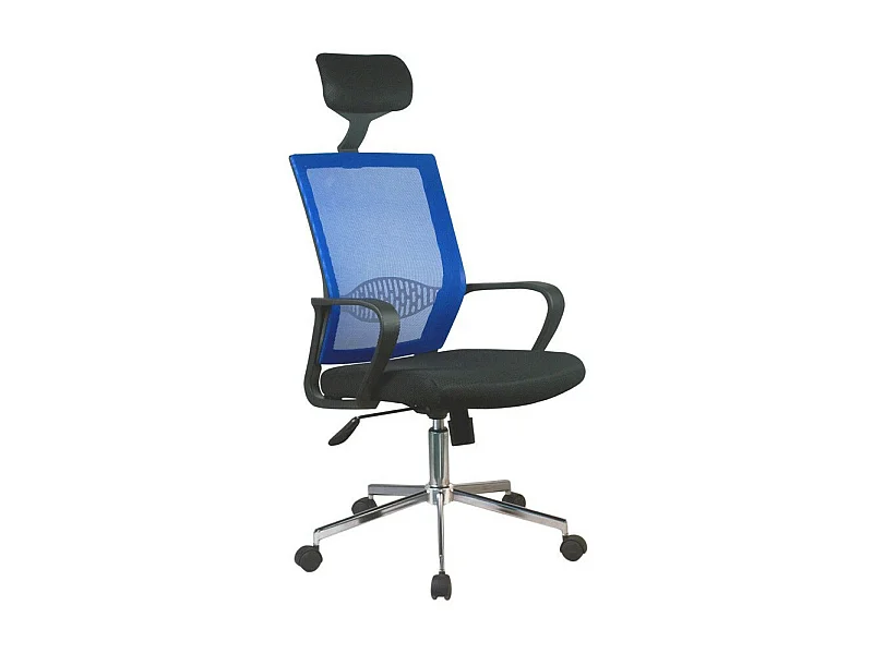 Ergonomische Bureaustoel OCF-9 in Blauw Stoffen Materiaal, Verstelbare Zithoogte, Mesh Rugleuning, Chromen Stalen Basis - Modern Ontwerp, Max. Gewicht 125 kg