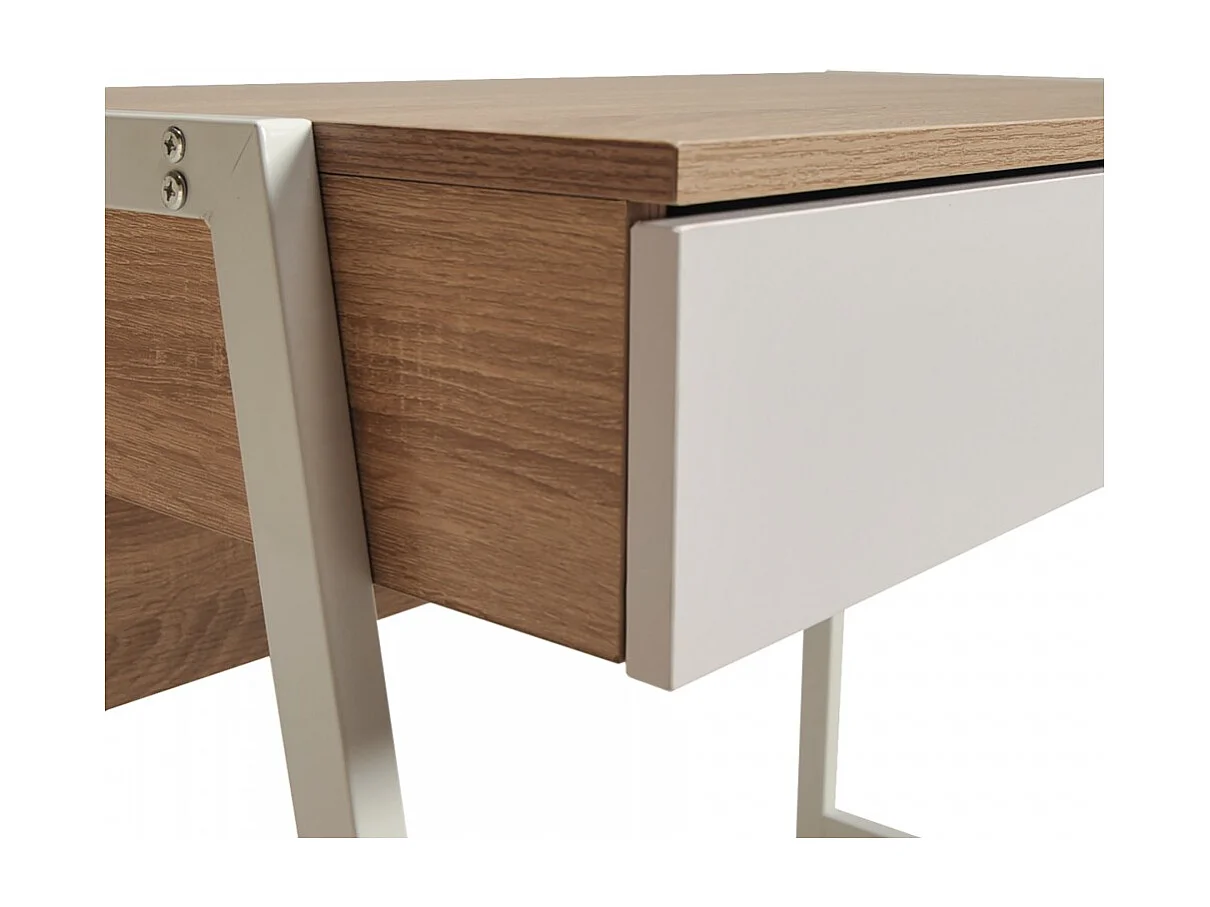 Bureau POLLUX 80 x 48 cm/ Décor Chêne blanchi et métal blanc