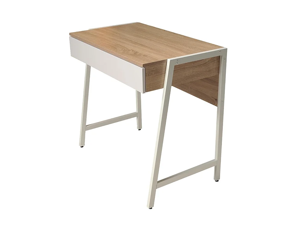 Bureau POLLUX 80 x 48 cm/ Décor Chêne blanchi et métal blanc