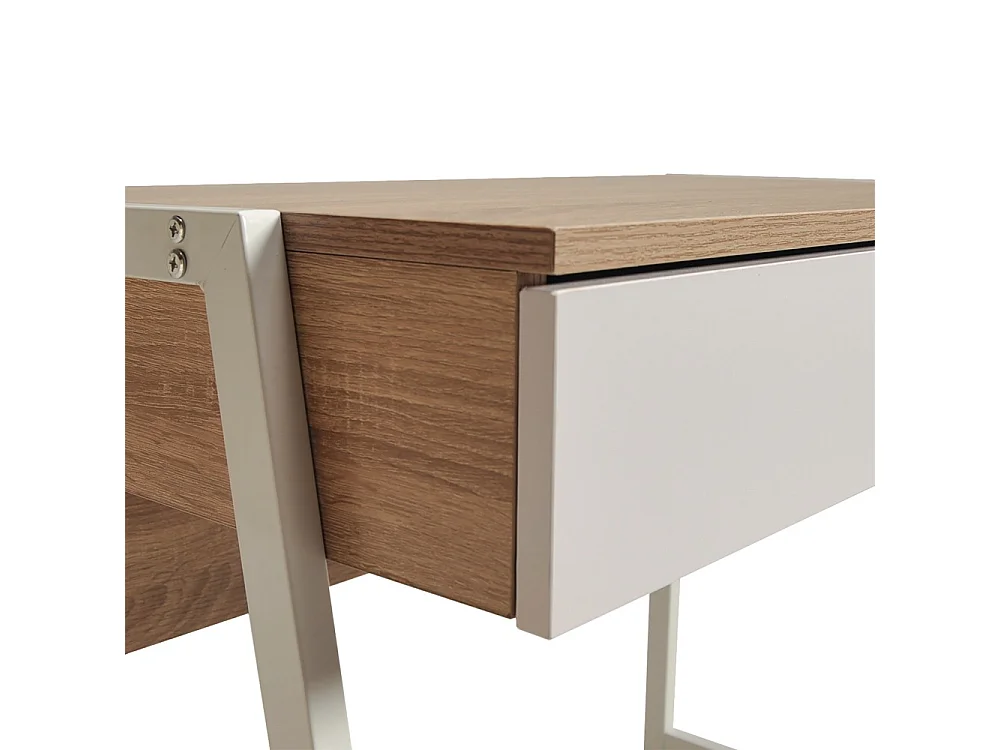 Bureau POLLUX 80 x 48 cm/ Décor Chêne blanchi et métal blanc