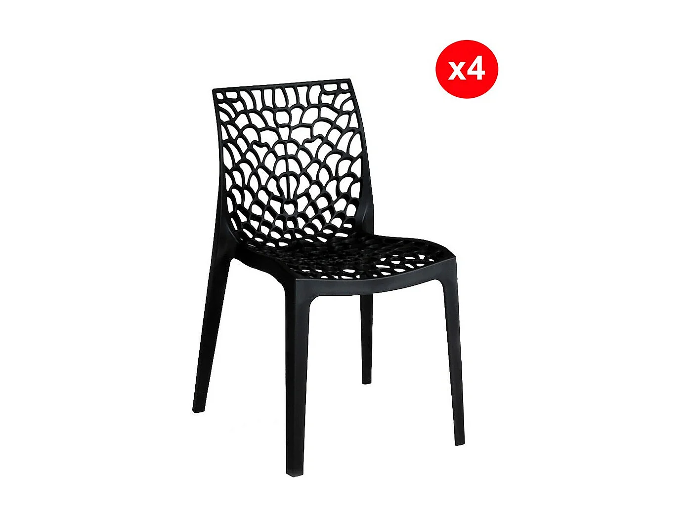 Lot de 4 chaises empilables TELA / Noir