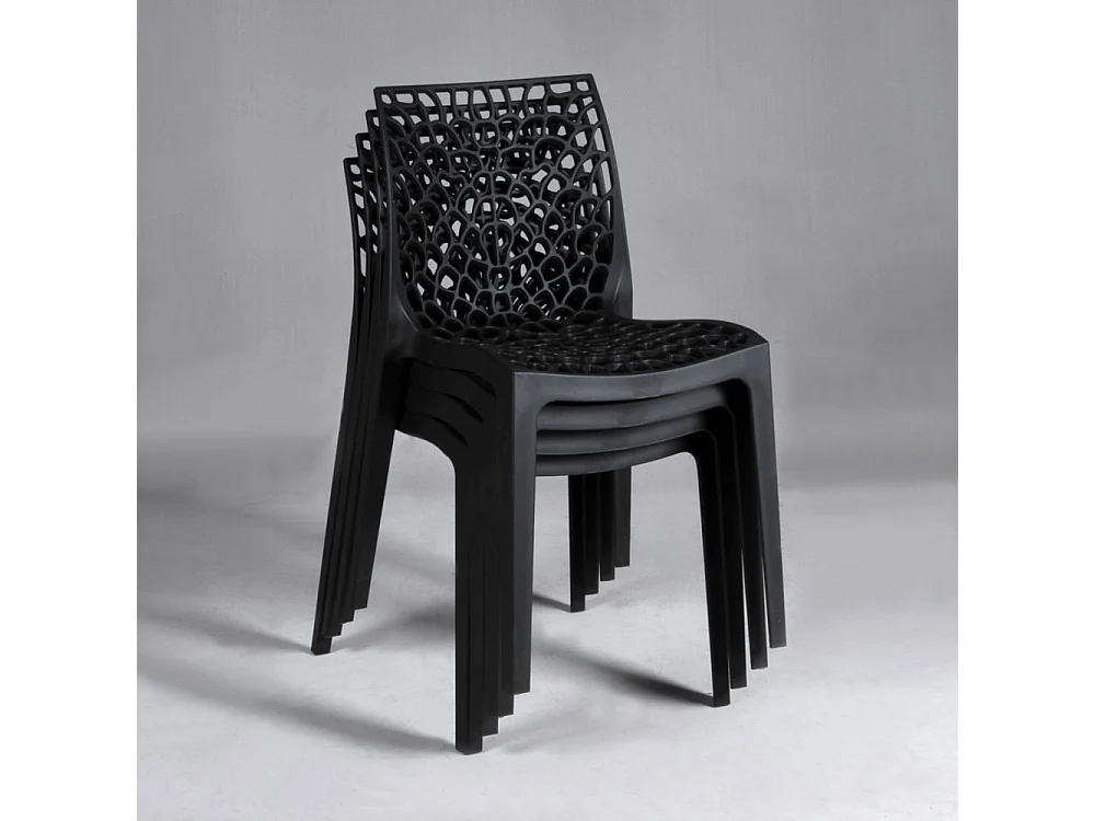 Lot de 4 chaises empilables TELA / Noir