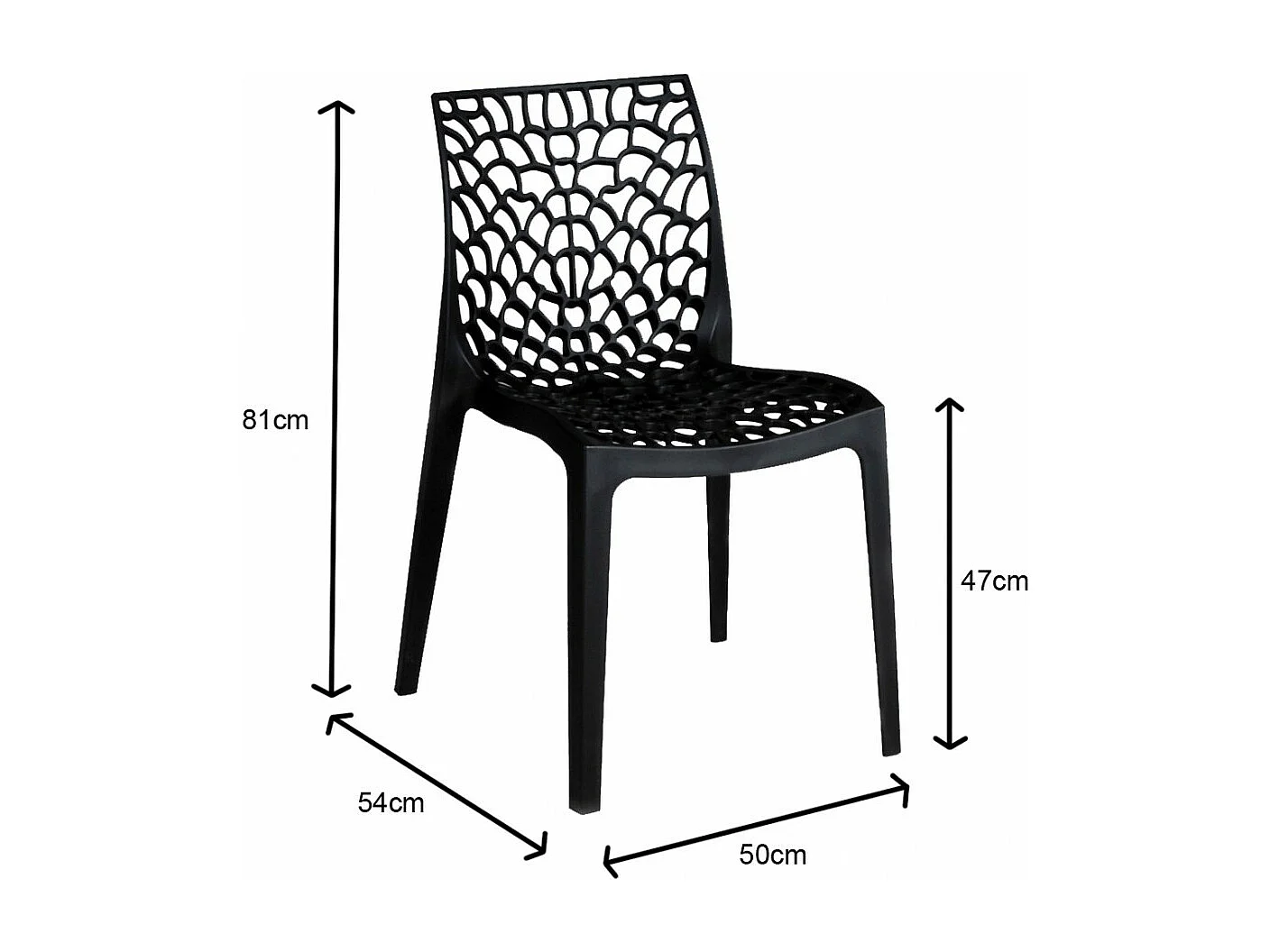 Lot de 4 chaises empilables TELA / Noir