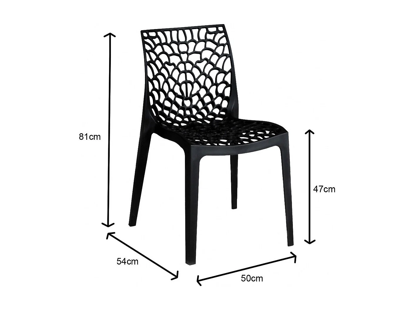 Lot de 4 chaises empilables TELA / Noir