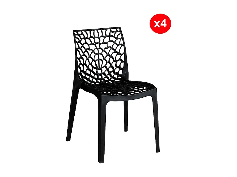 Lot de 4 chaises empilables TELA / Noir